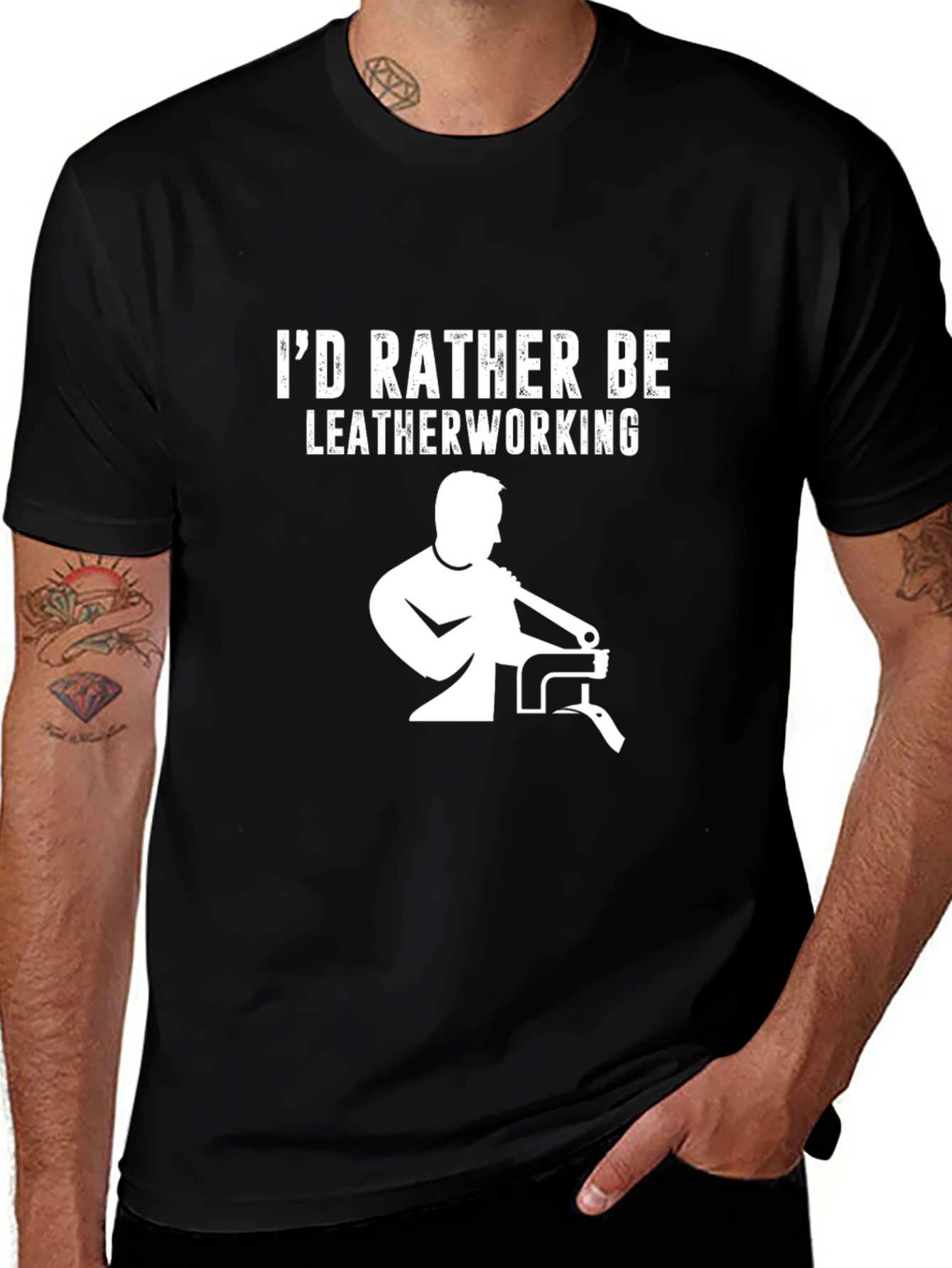 Variant 3 of Leatherworking Hobby T-Shirt: I'd Rather Be Leatherworking