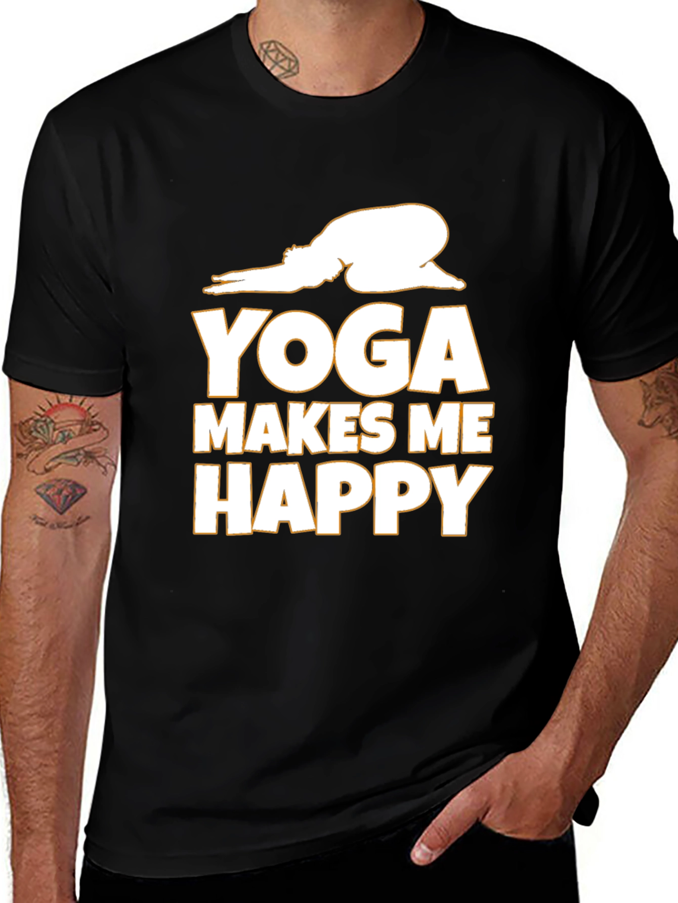 Variant 16 of Yoga Makes Me Happy Graphic Tee - Black