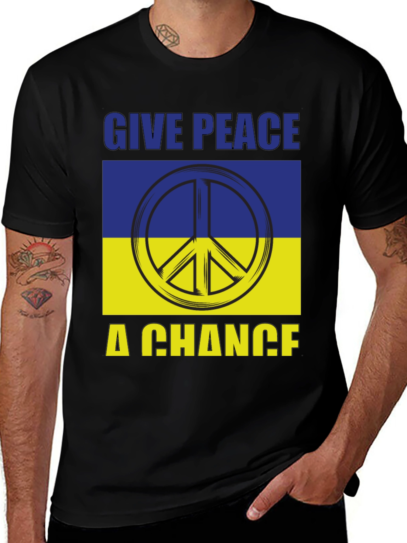 Give Peace A Chance Ukraine Flag Graphic T-Shirt