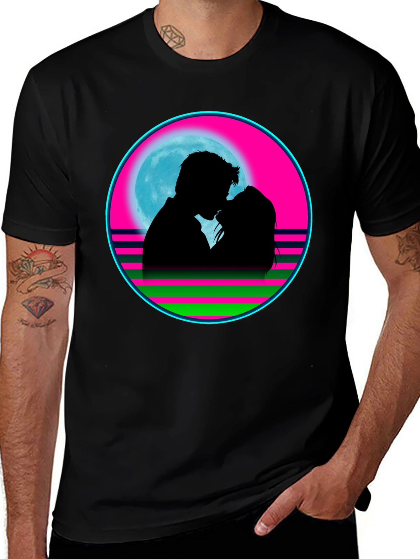 Variant 30 of Romantic Silhouette Graphic T-Shirt - Black