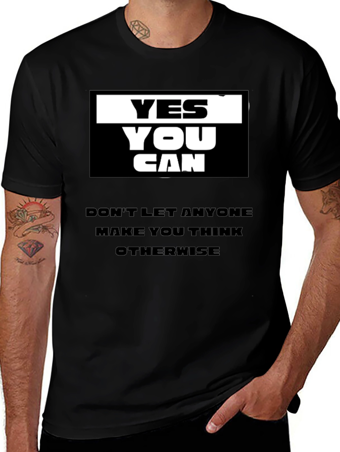 Variant 15 of Yes You Can Black Graphic T-Shirt