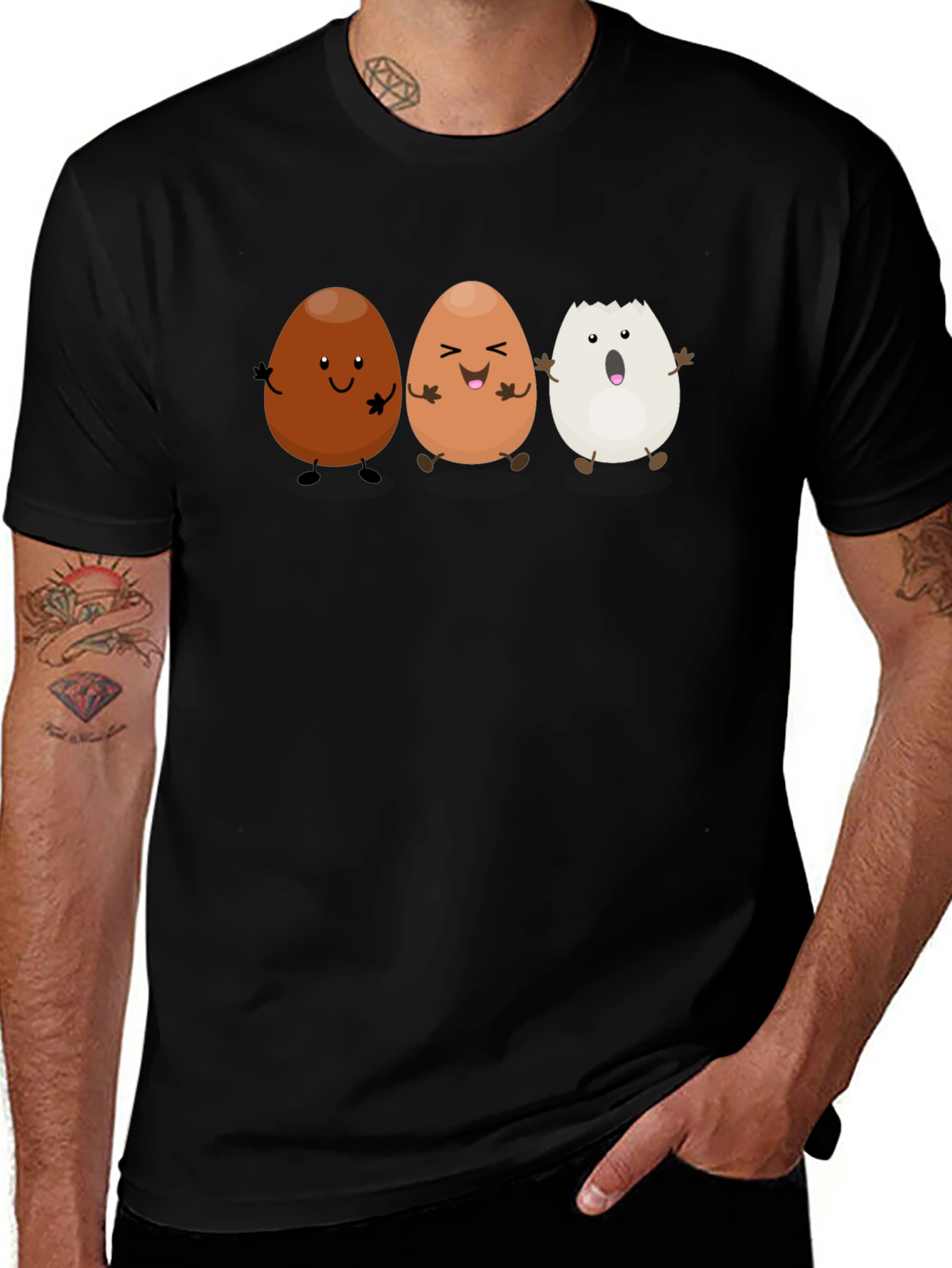 Variant 22 of Funny Egg Cartoon Black T-Shirt