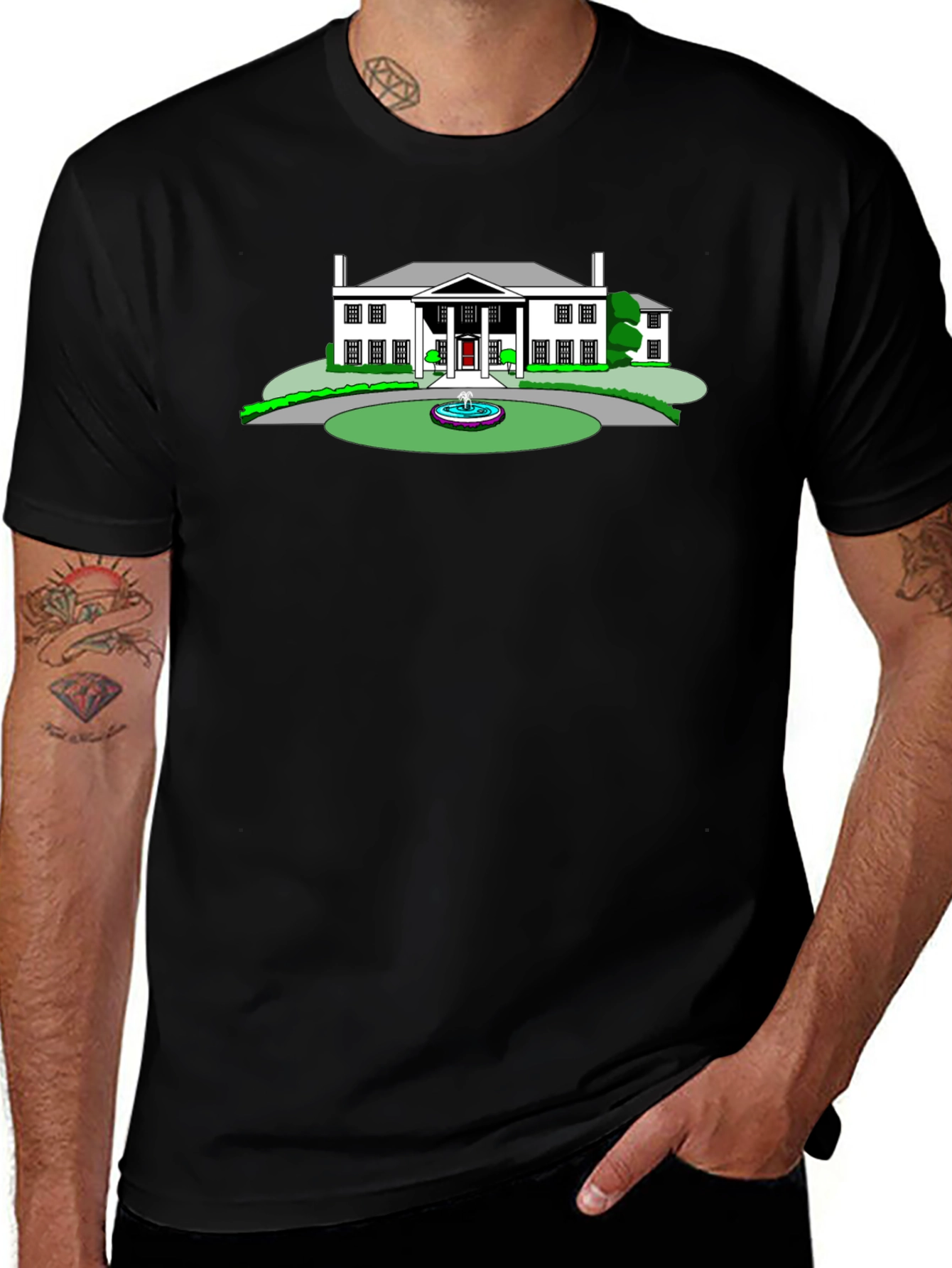 Variant 17 of Mansion Graphic Tee - Black Crew Neck T-Shirt