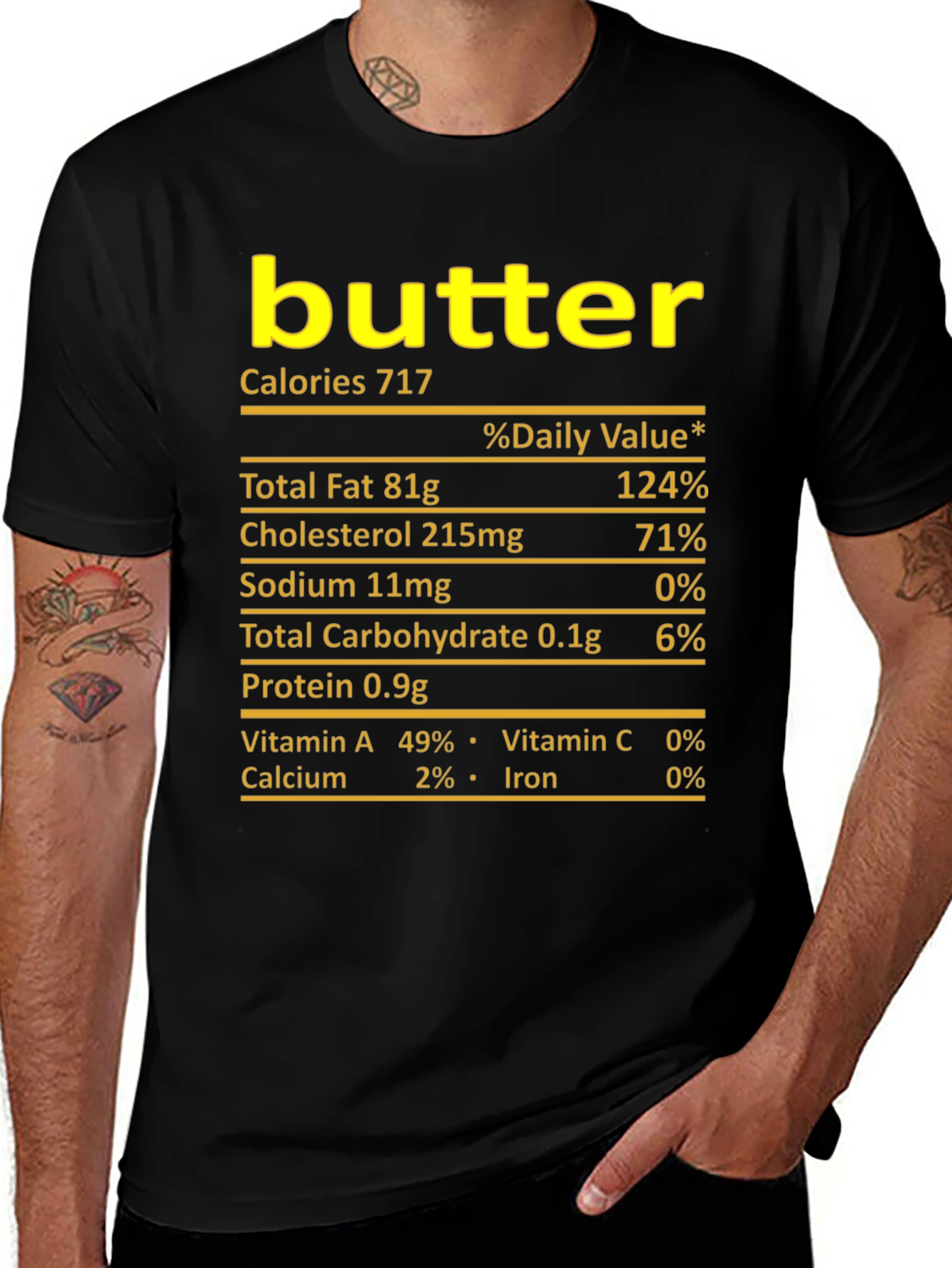 Variant 3 of Humorous 'Butter' Nutrition Facts Black T-Shirt