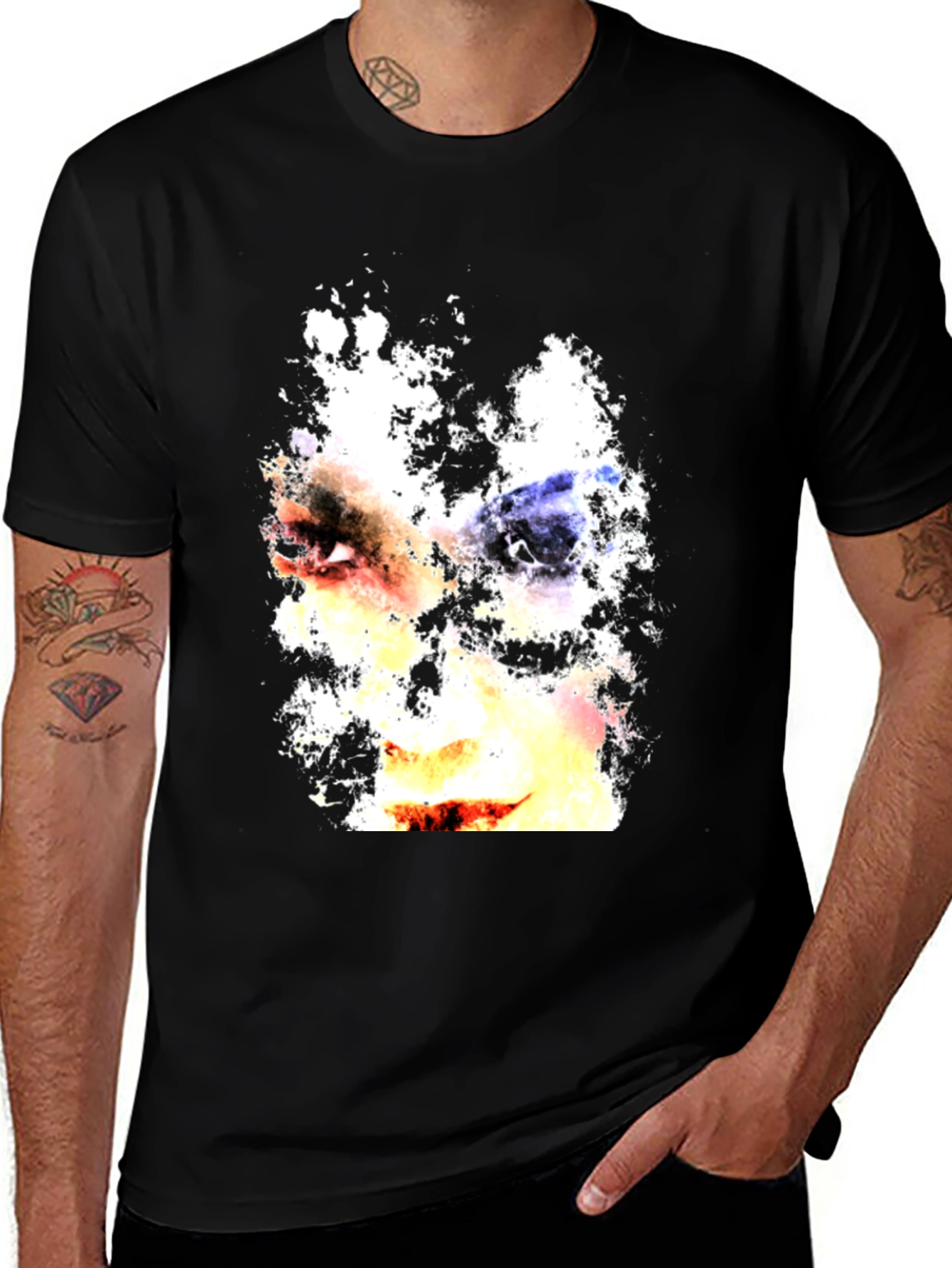 Variant 20 of Abstract Face Print Black T-Shirt