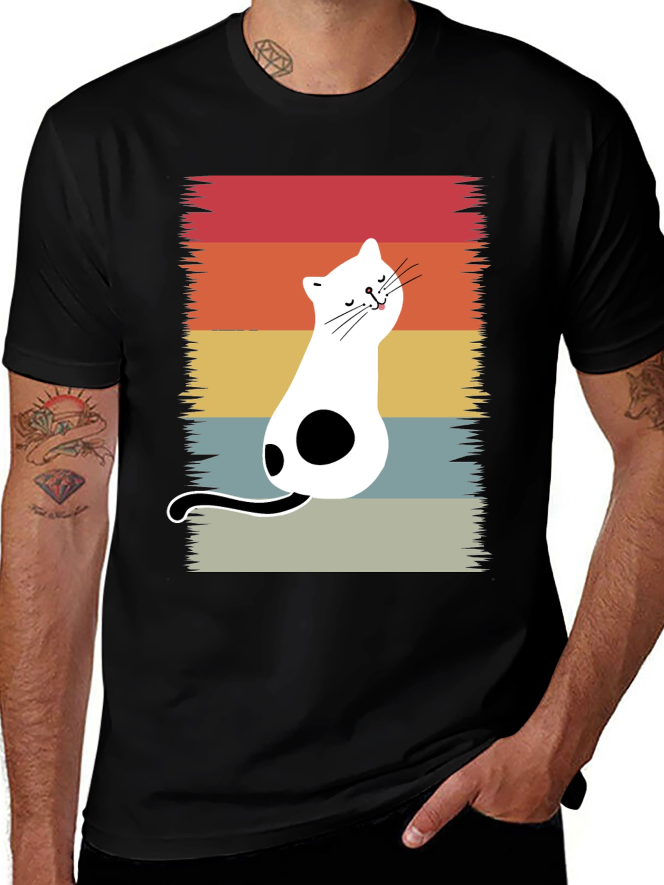 Variant 28 of Retro Cat Graphic T-Shirt - Vintage Style Tee
