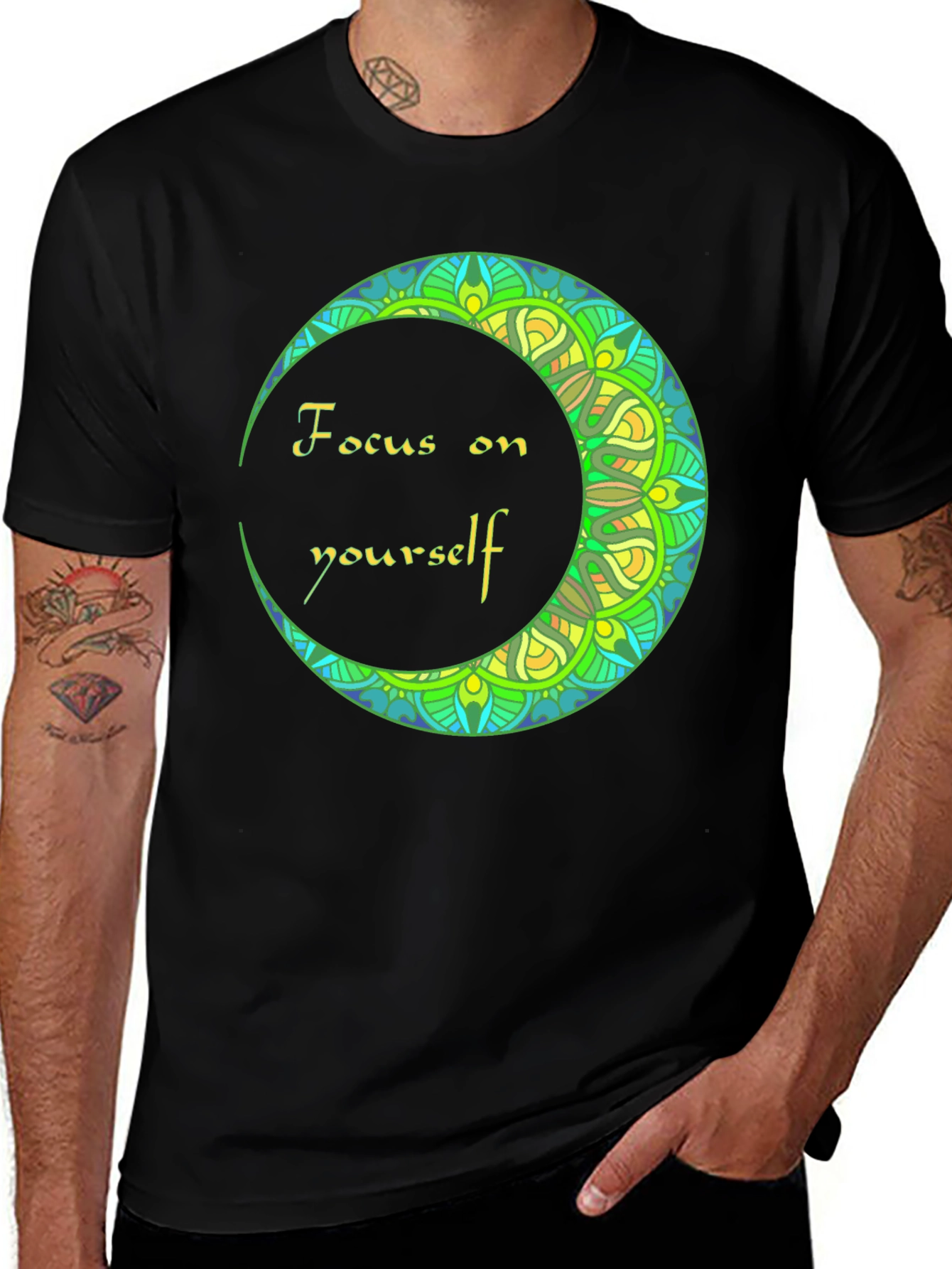 Variant 17 of Focus On Yourself T-Shirt, Moon Mandala Design