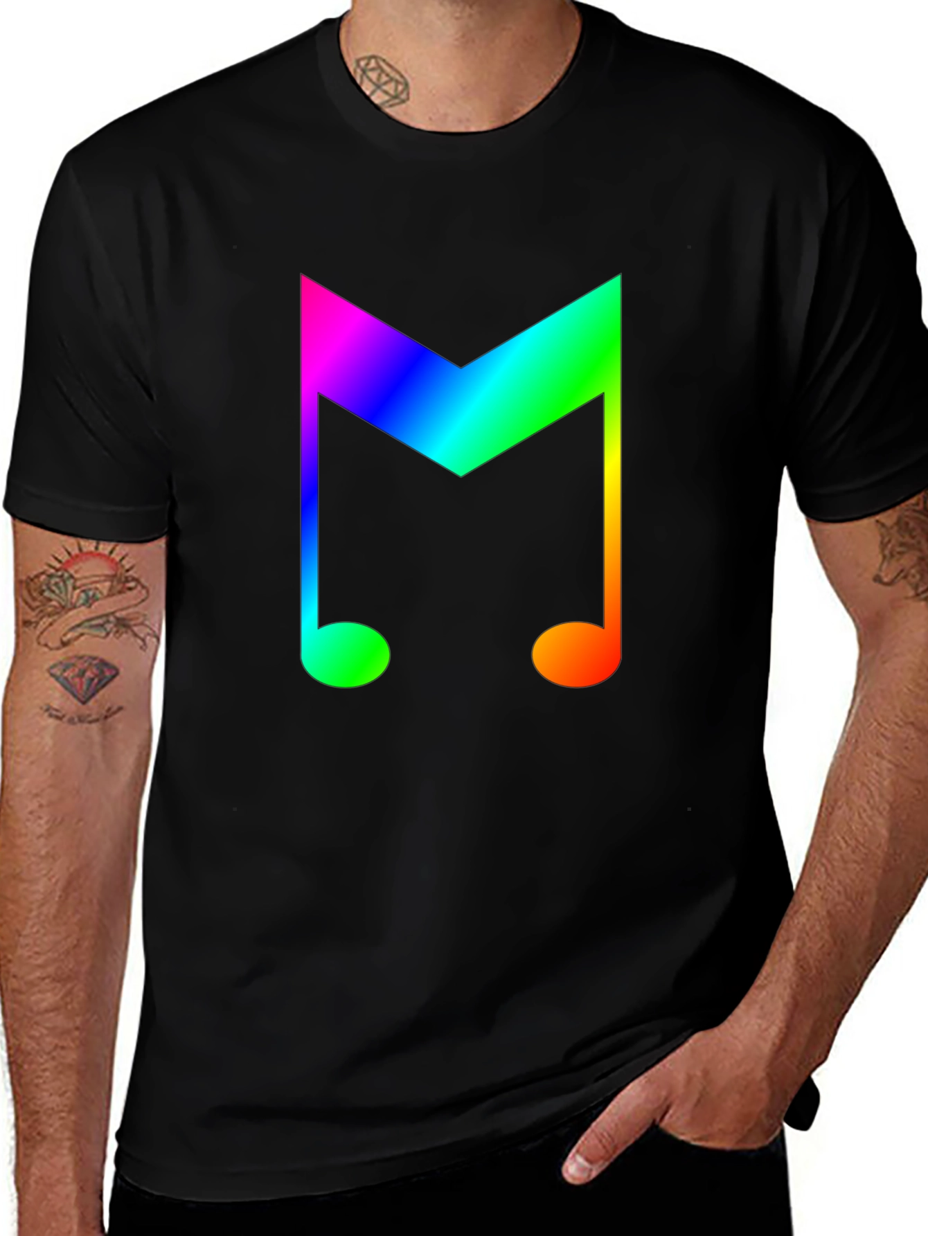 Variant 2 of Rainbow Music Note Graphic Tee - Stylish Cotton Shirt