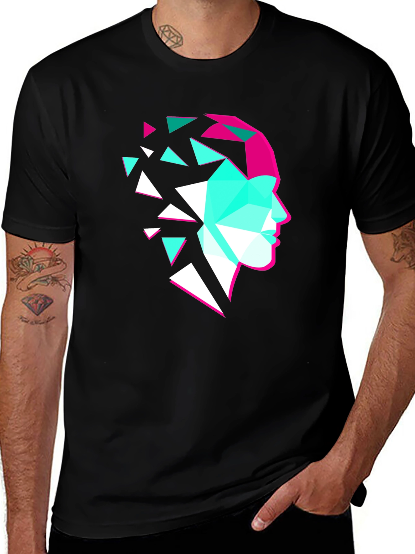 Variant 21 of Geometric Face Graphic Tee - Modern Art Shirt