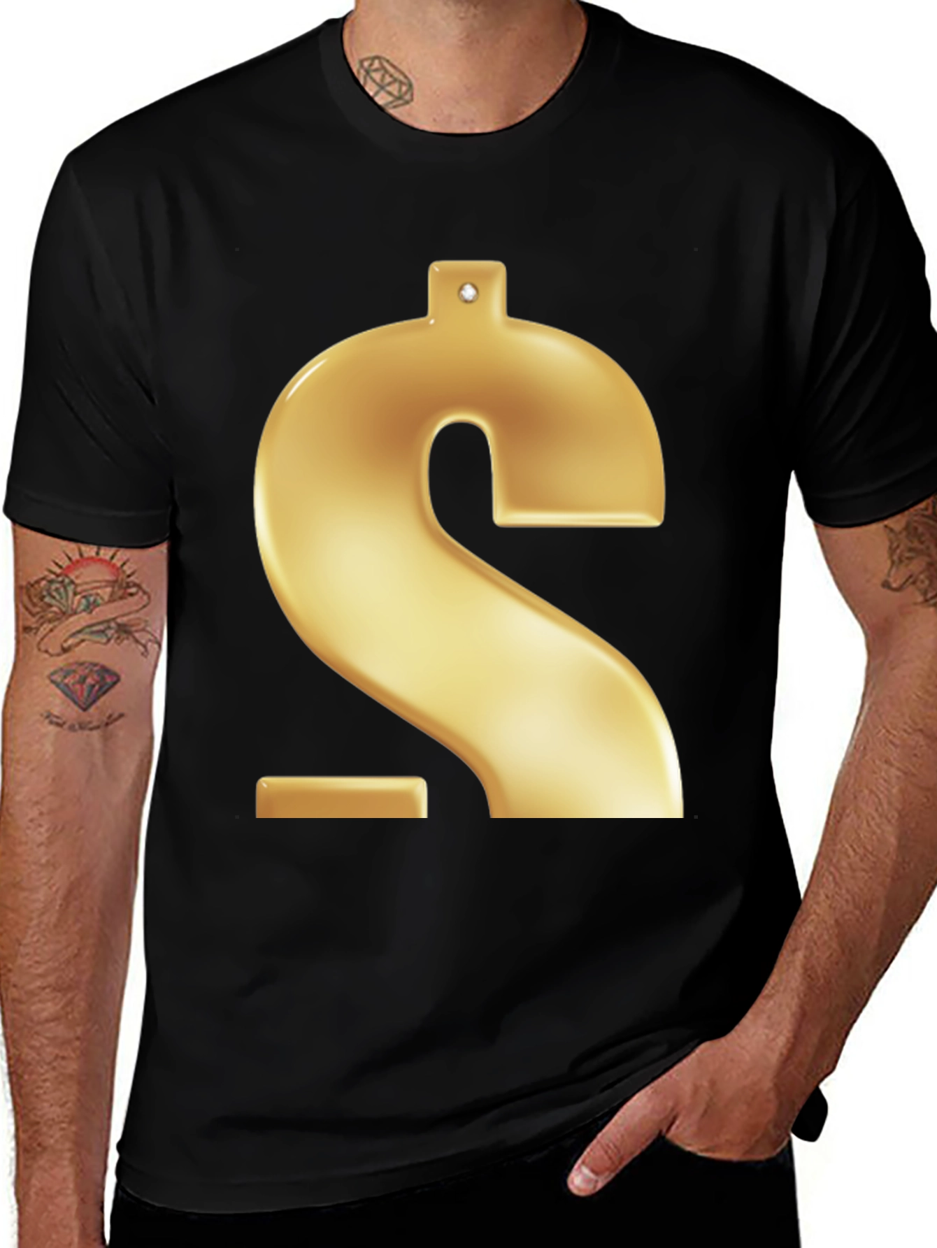 Variant 11 of Gold Dollar Sign Graphic Tee