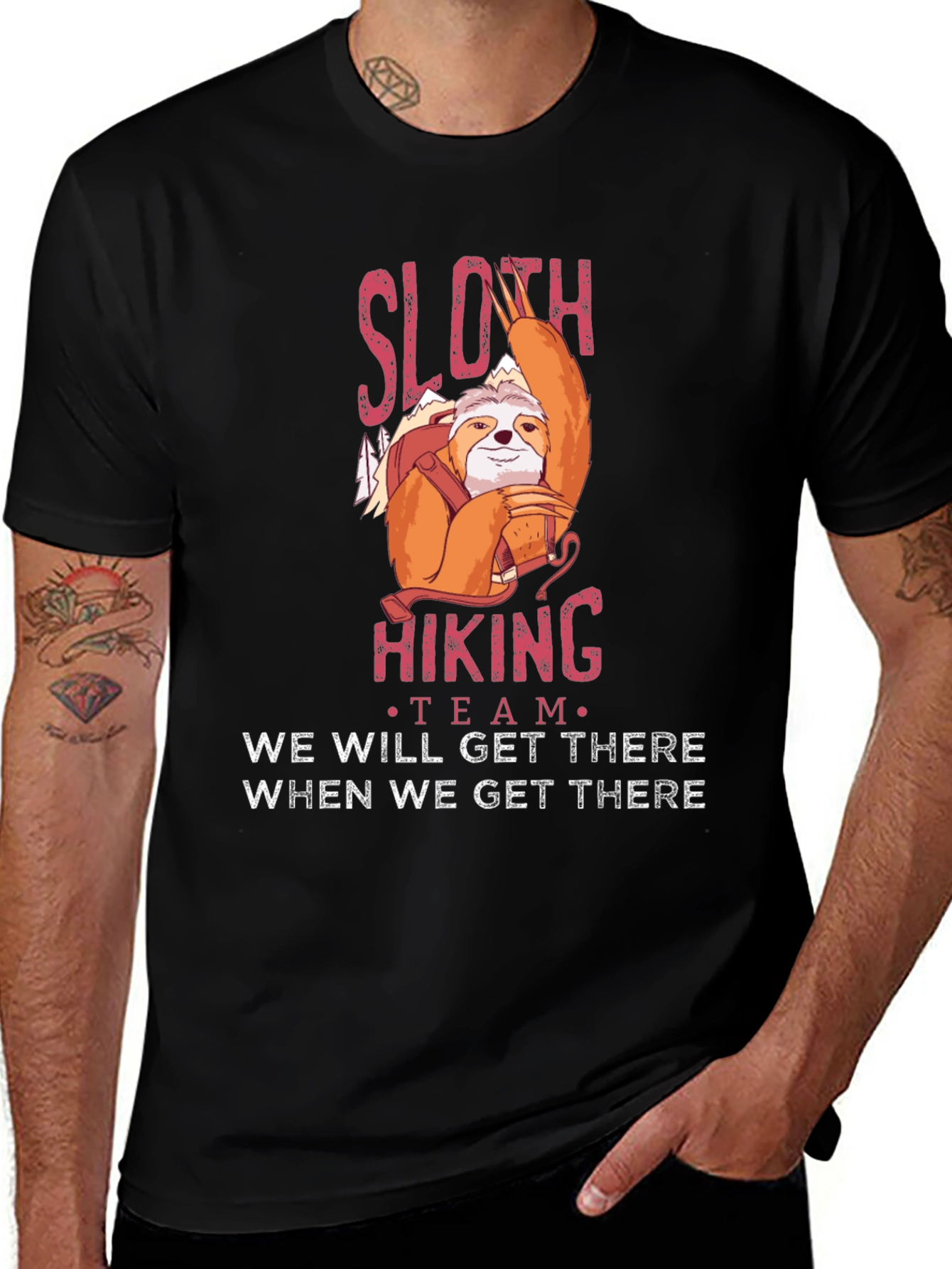 Variant 29 of Sloth Hiking Team Graphic T-Shirt