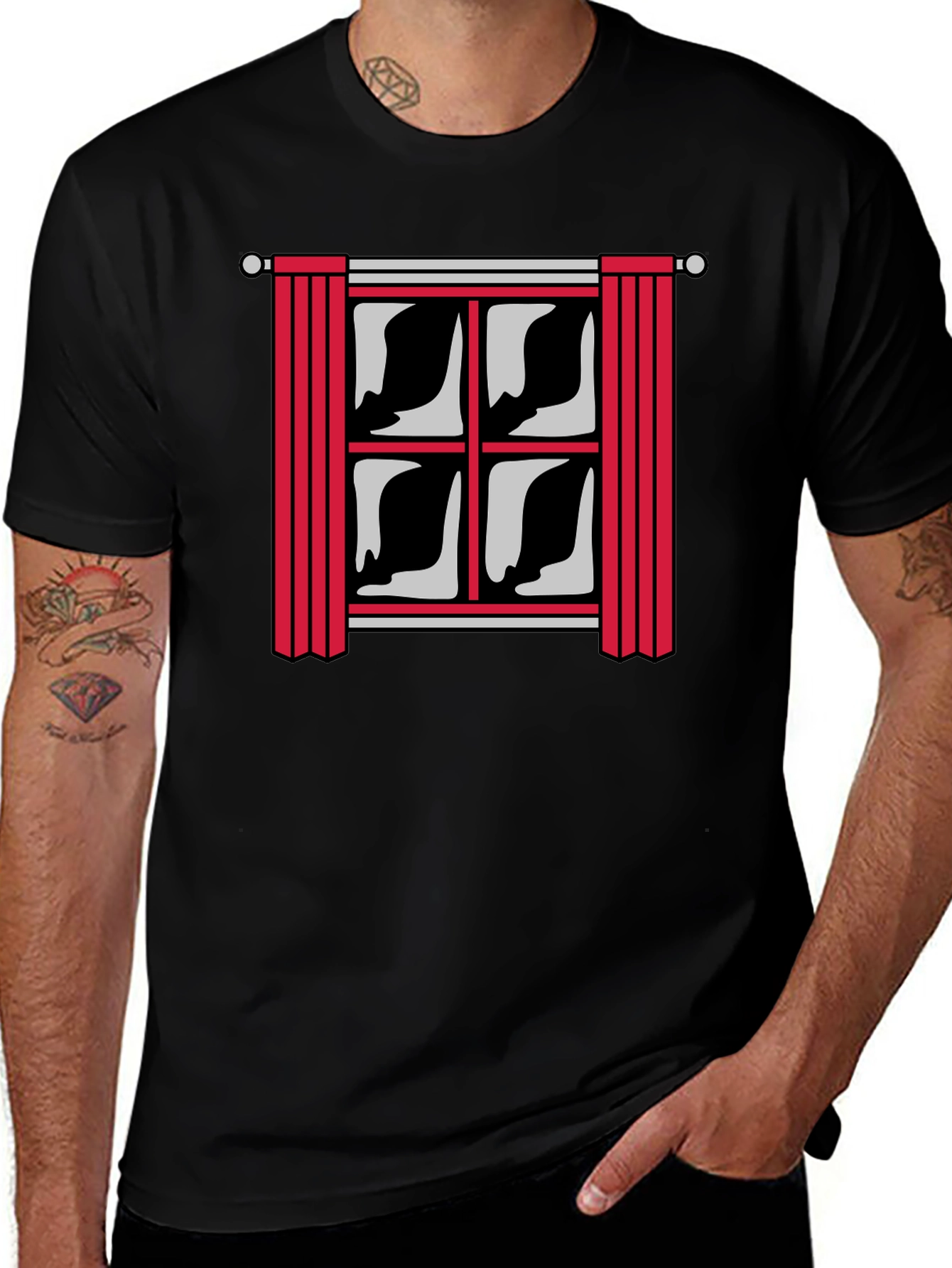 Variant 14 of Window Graphic Print Men's Black T-Shirt