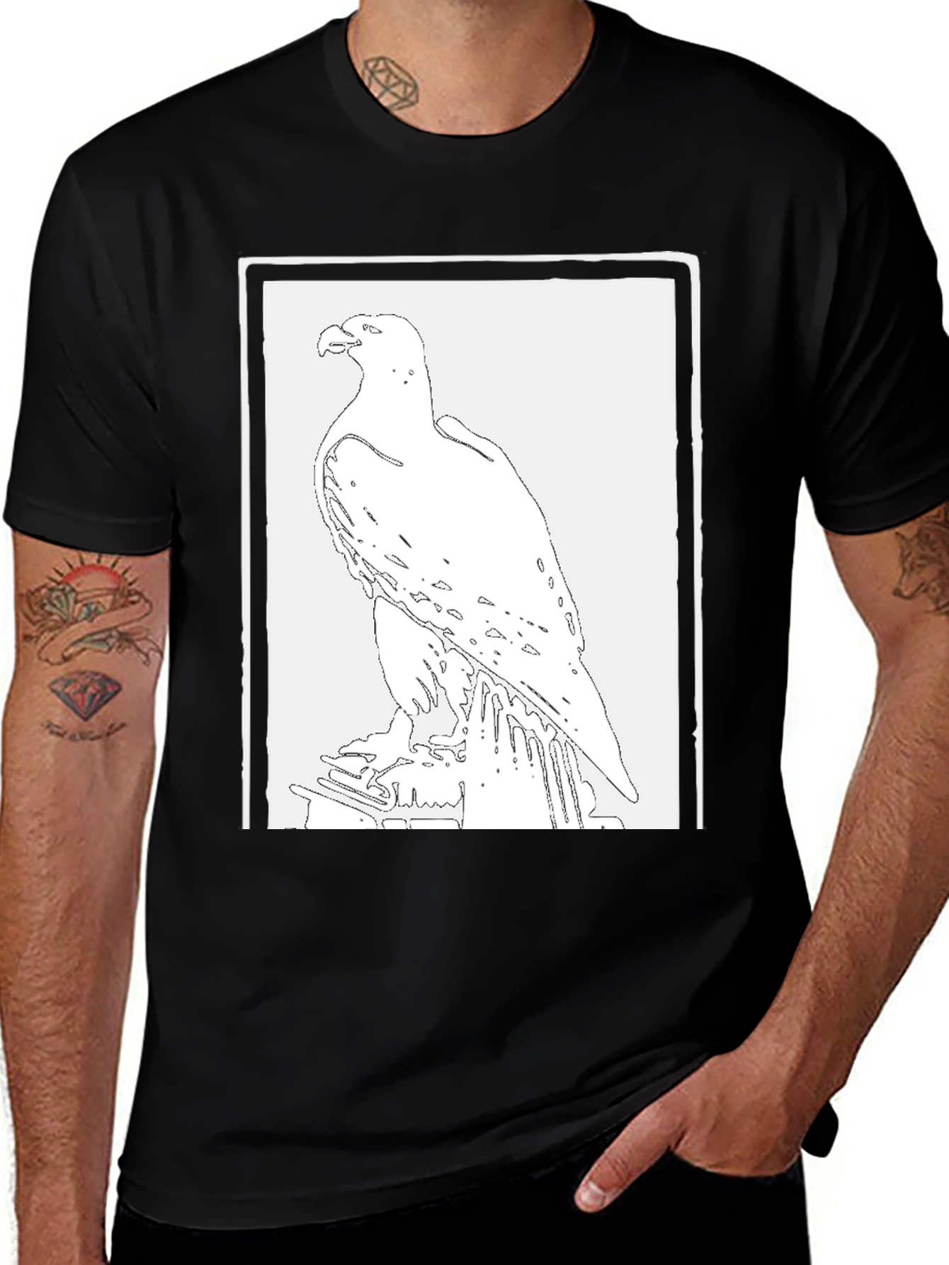 Variant 7 of Eagle Graphic Tee - Black Cotton T-Shirt