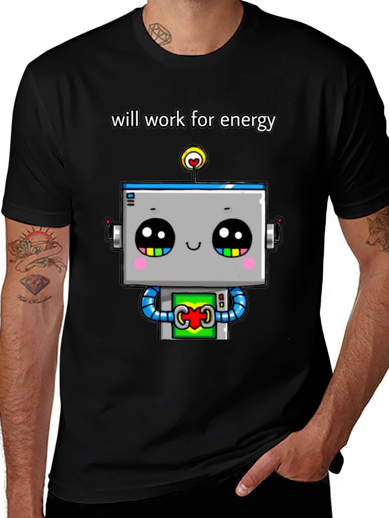 Variant 19 of Cute Robot Energy T-Shirt - Will Work For Energy!