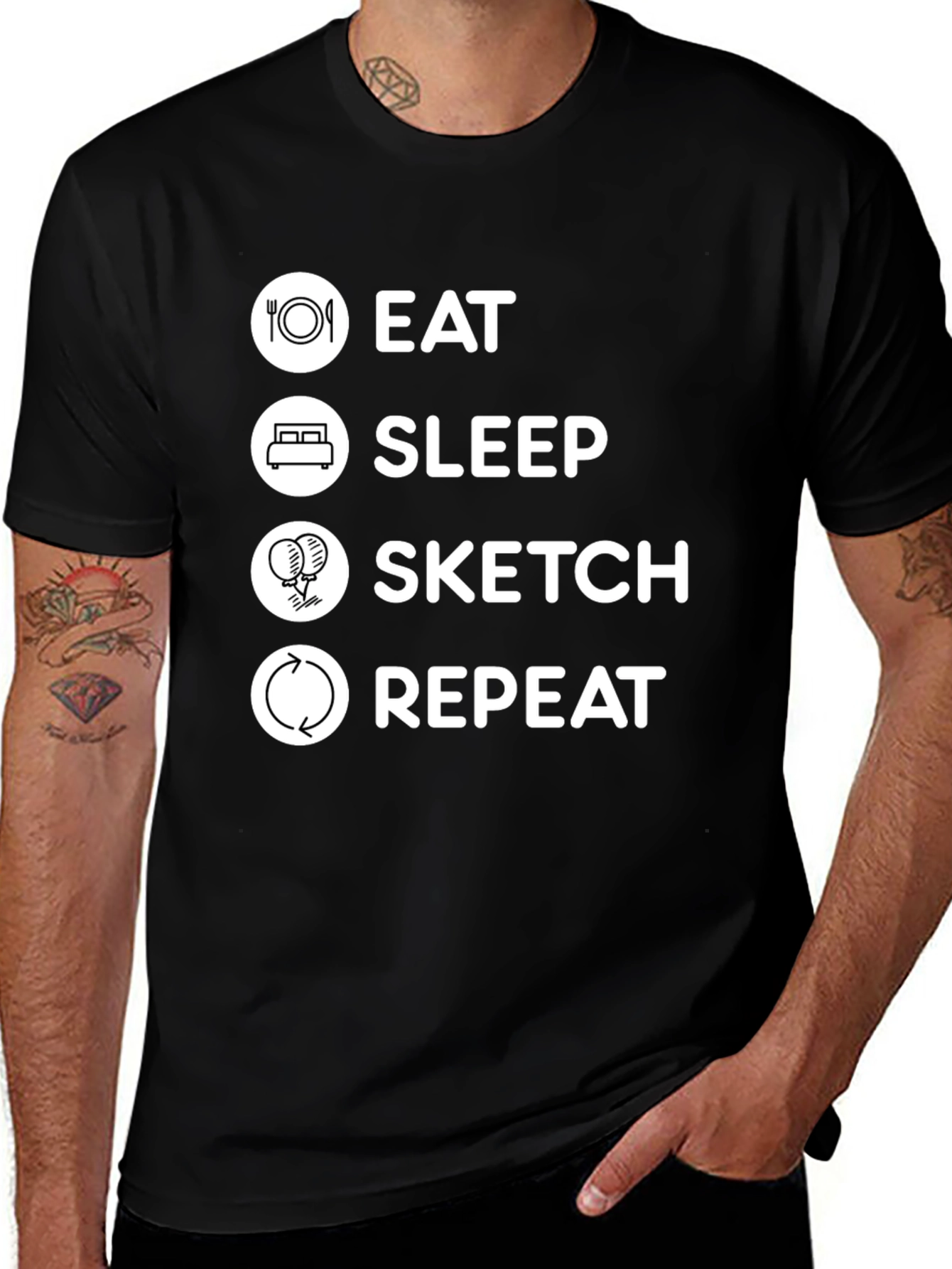 Variant 29 of Eat Sleep Sketch Repeat - Graphic T-Shirt