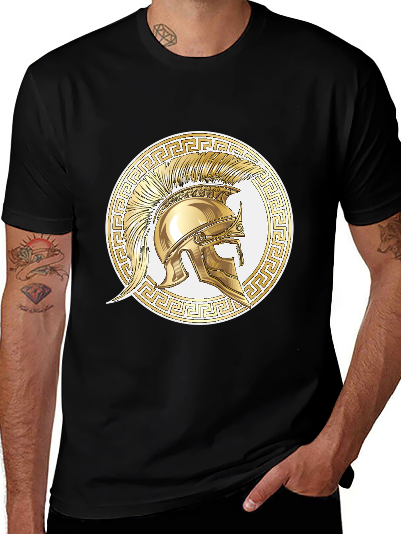 Variant 15 of Spartan Helmet Graphic Tee - Gold Design