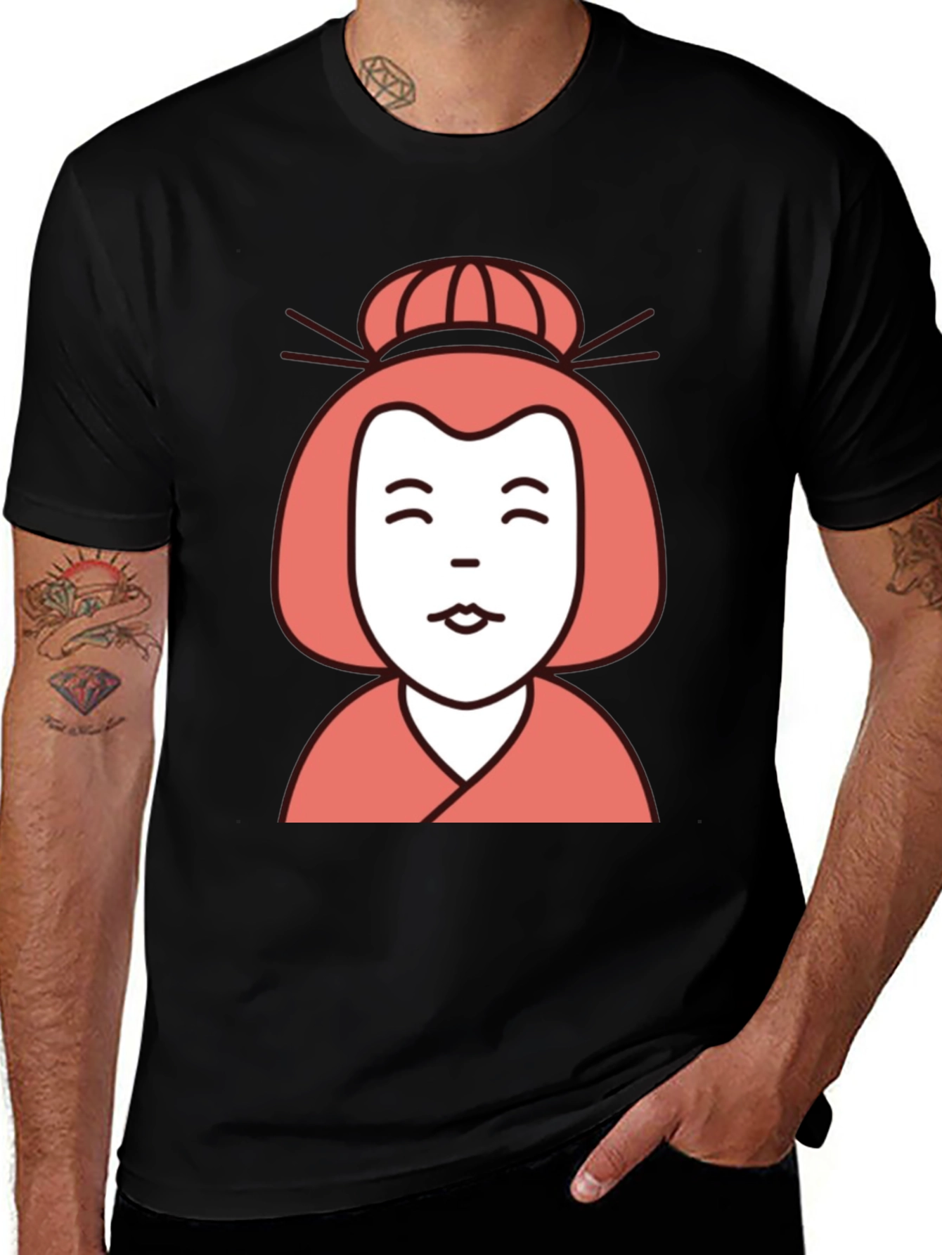 Japanese Geisha Graphic Tee - Unisex Black T-Shirt
