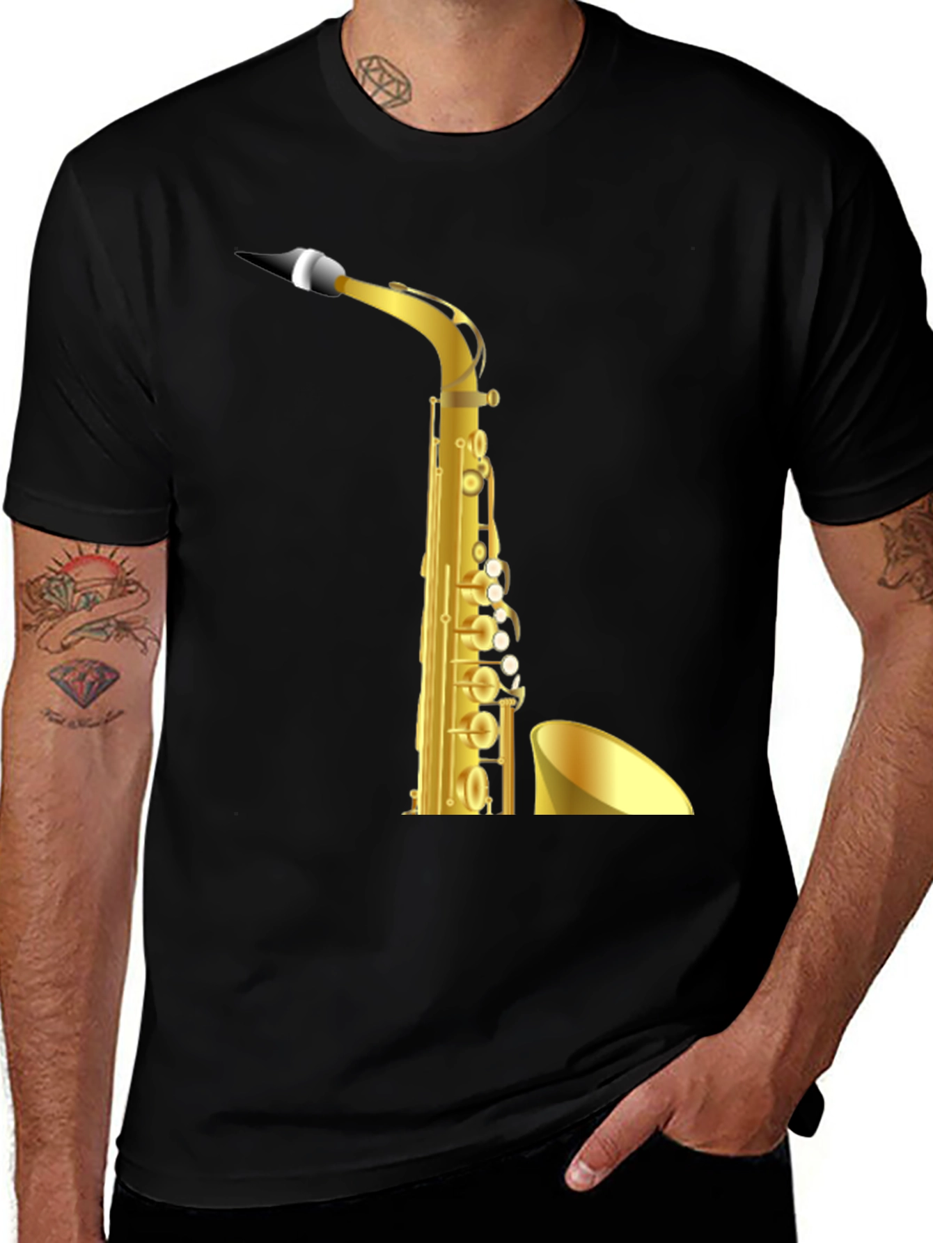Variant 3 of Saxophone Graphic Black T-Shirt
