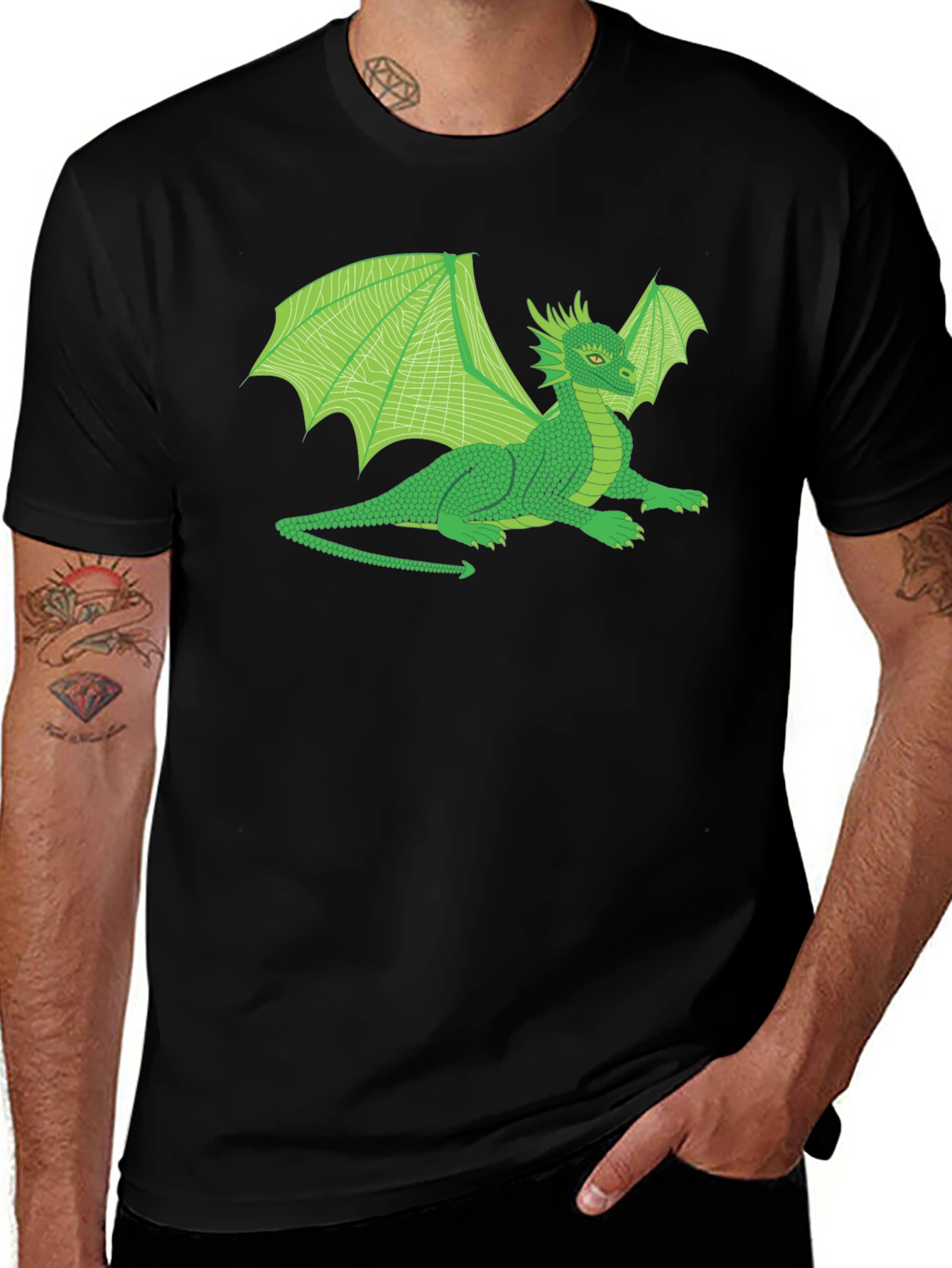 Variant 3 of Green Dragon Graphic T-Shirt - Fantasy Creature Tee