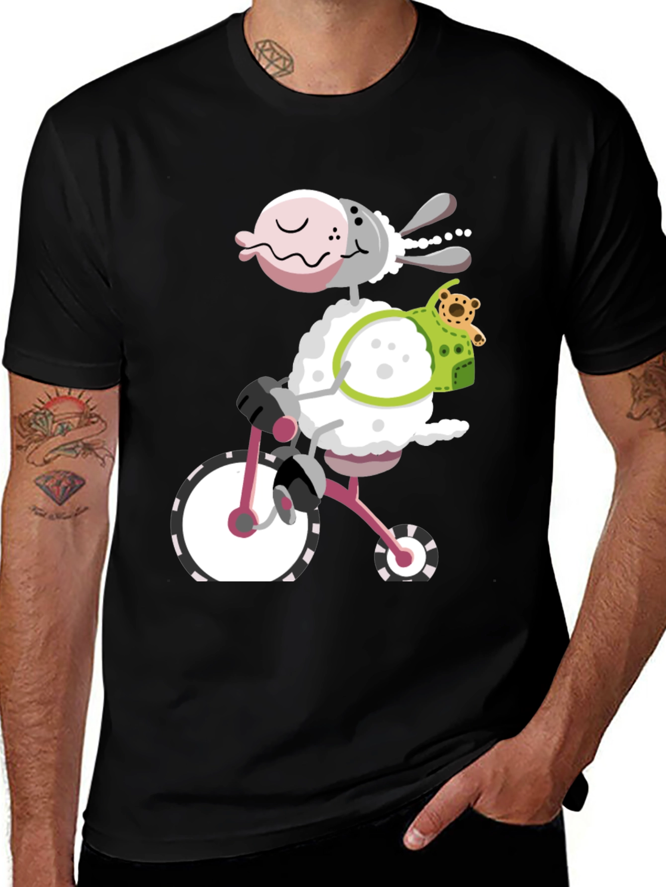 Variant 29 of Sheep on Bike Graphic Tee