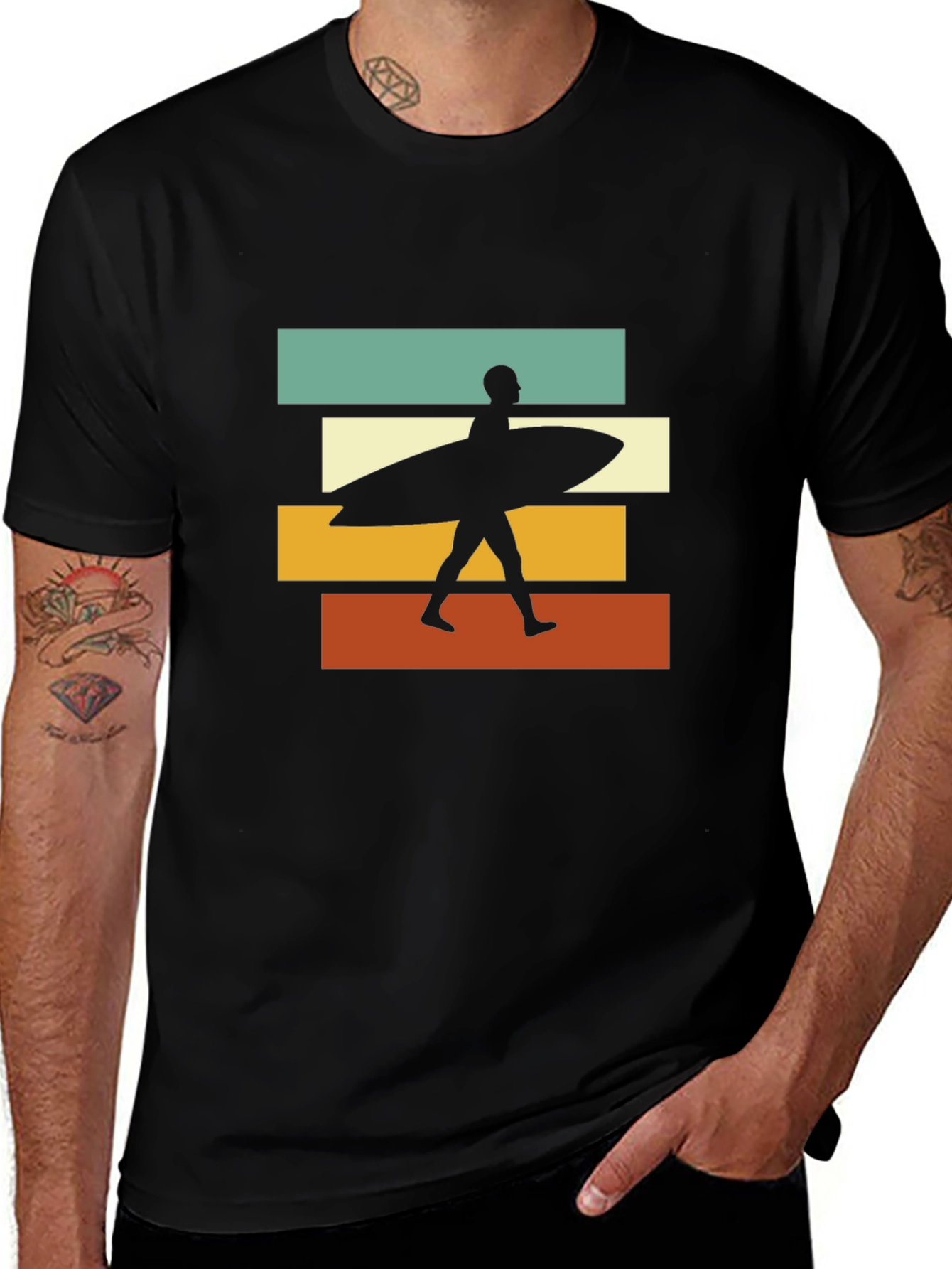 Retro Surfer Graphic Tee - Black