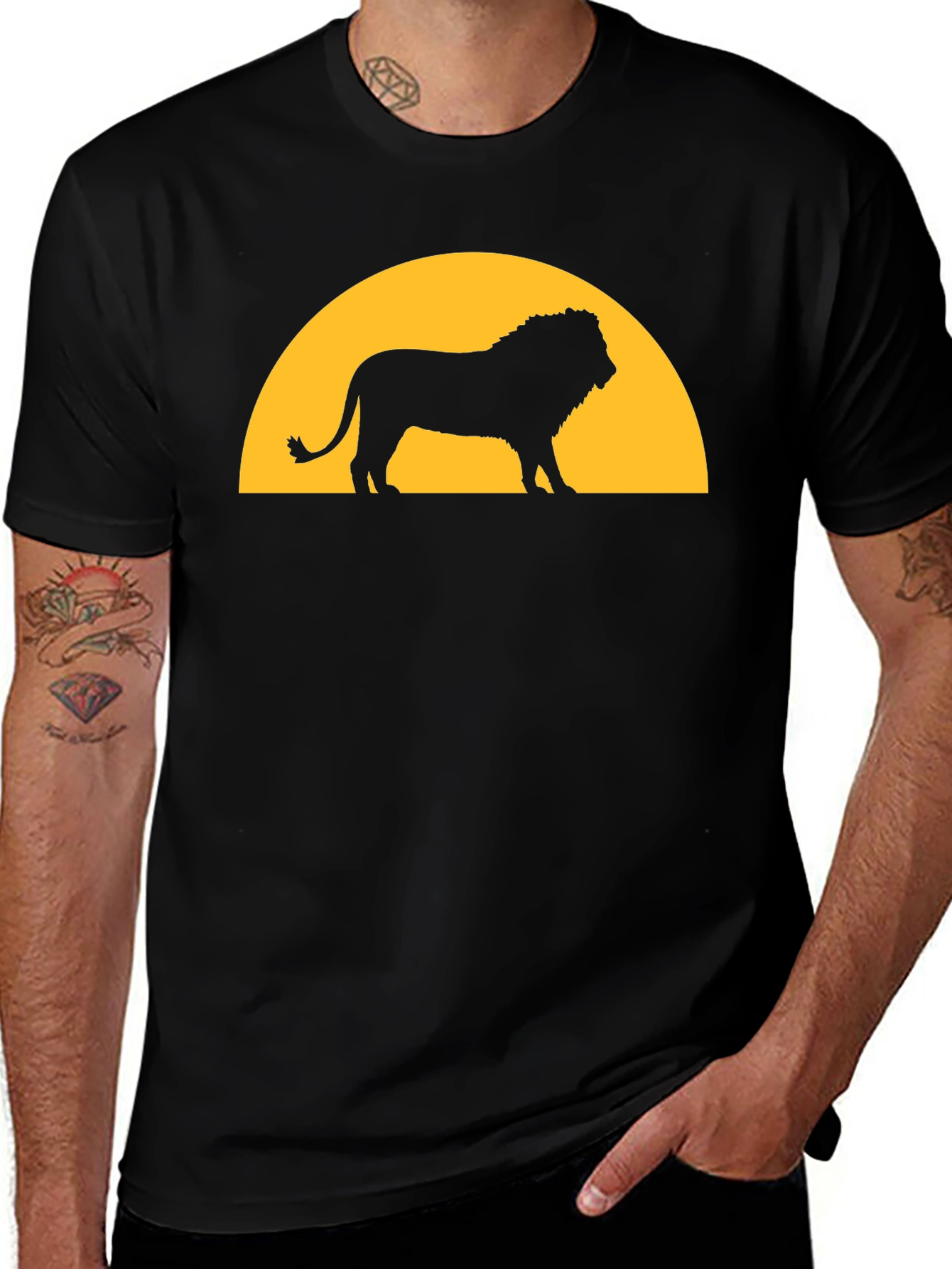 Variant 23 of Lion Sunset Graphic Tee - Black T-Shirt