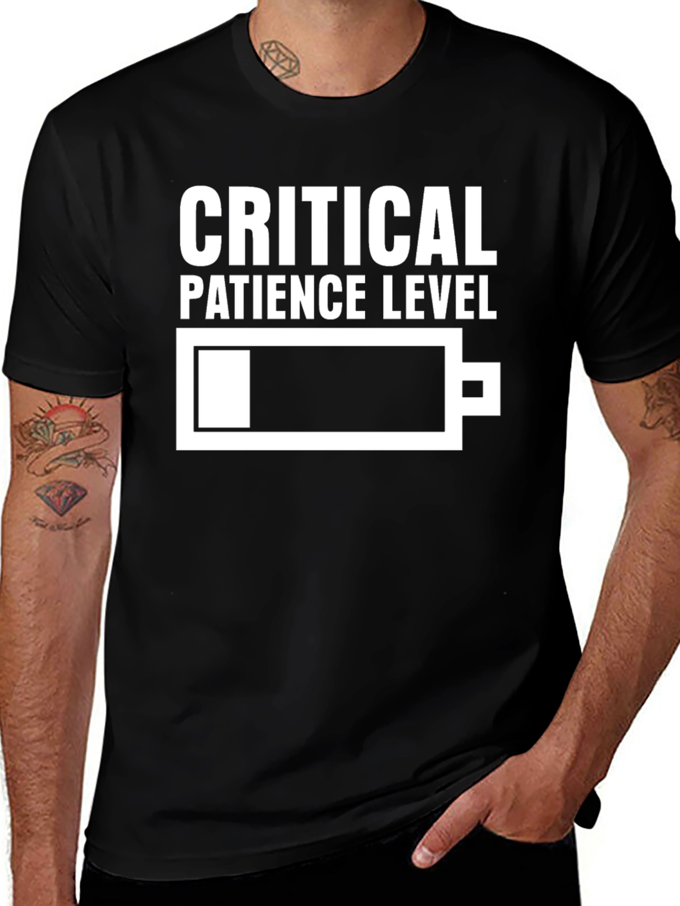 Variant 26 of Critical Patience Level T-Shirt - Funny Sarcastic Tee