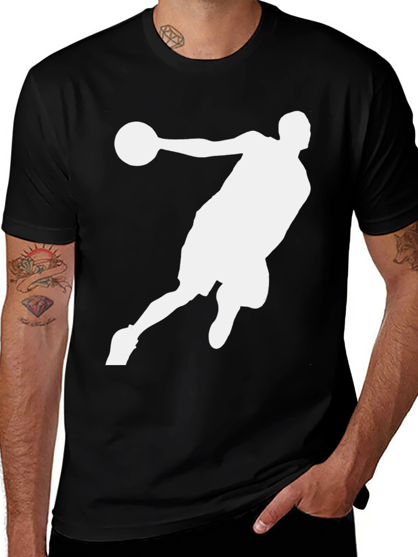 Variant 7 of Basketball Player Graphic Tee - Black Cotton T-Shirt