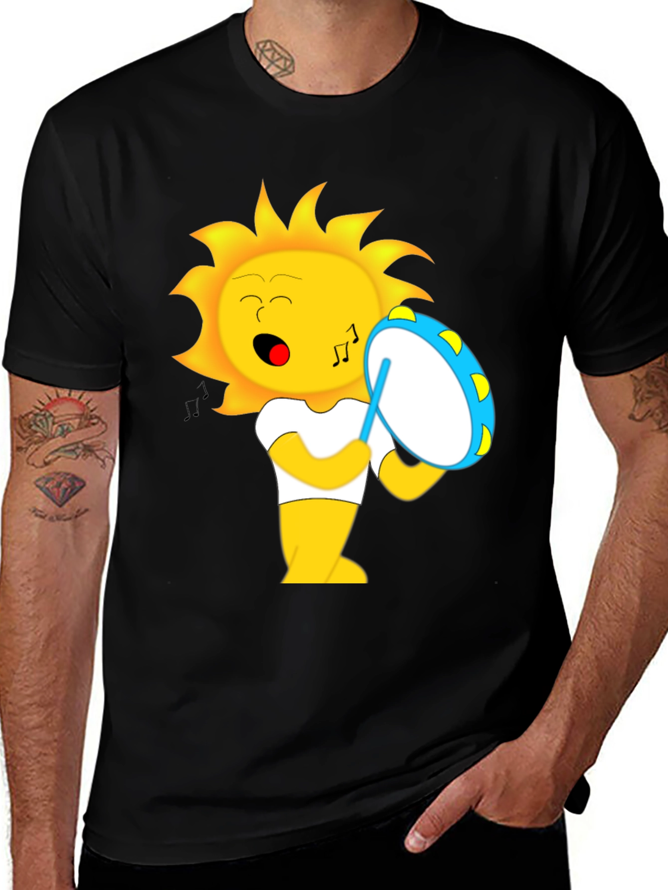 Variant 13 of Musical Sun Graphic T-Shirt - Black