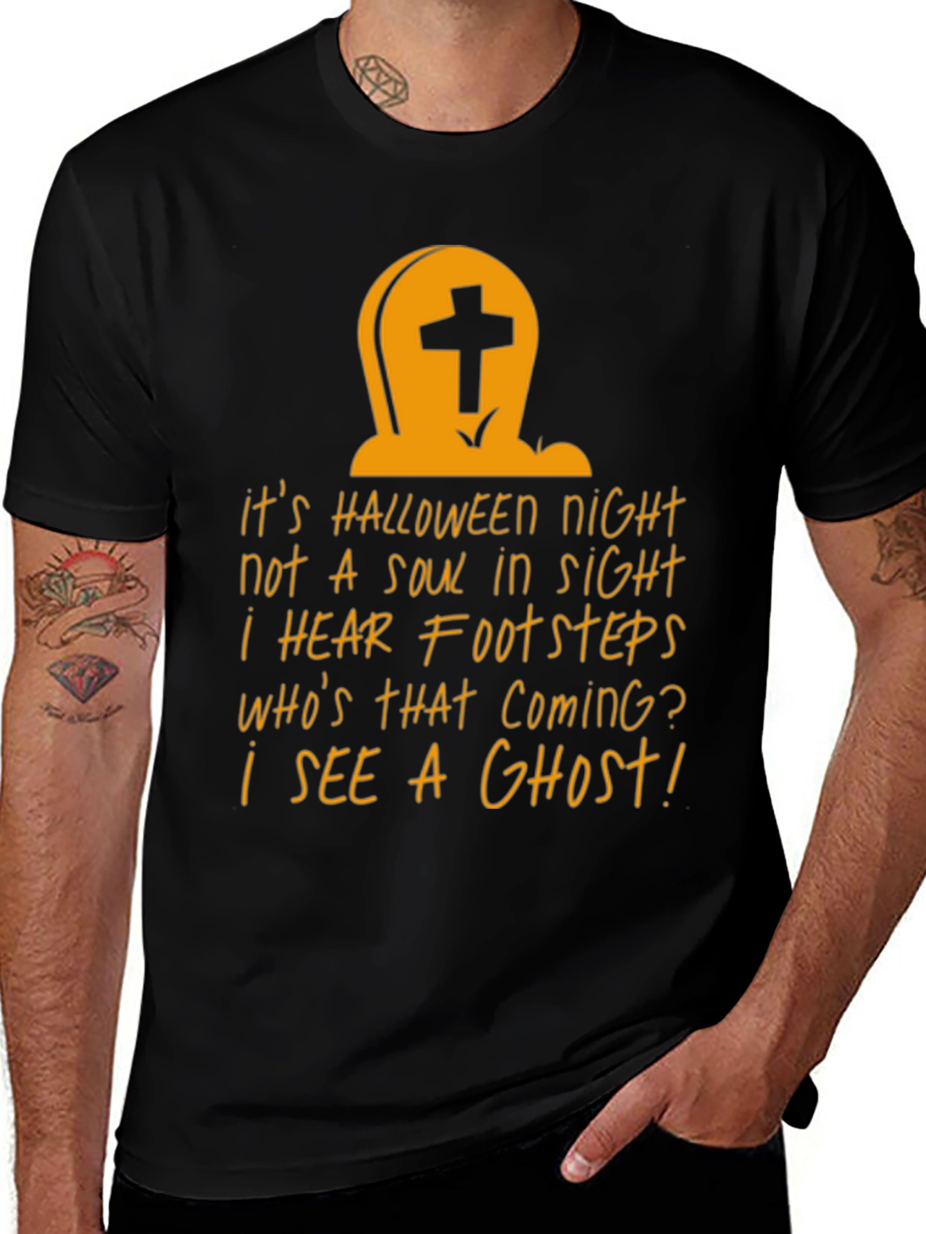 Halloween Night Graphic Tee - Spooky Tombstone Design