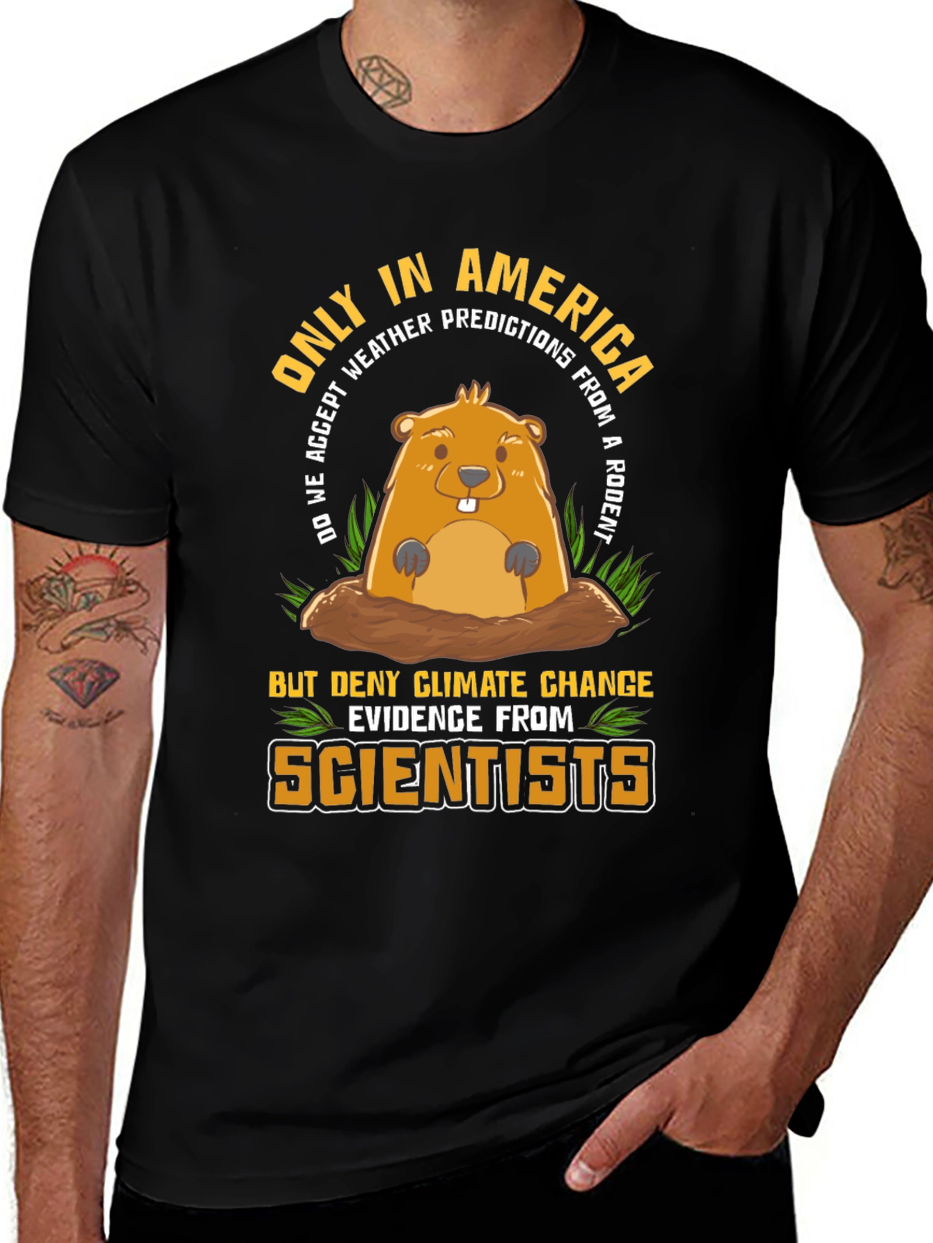 Variant 5 of Only in America T-Shirt - Groundhog Climate Humor Tee
