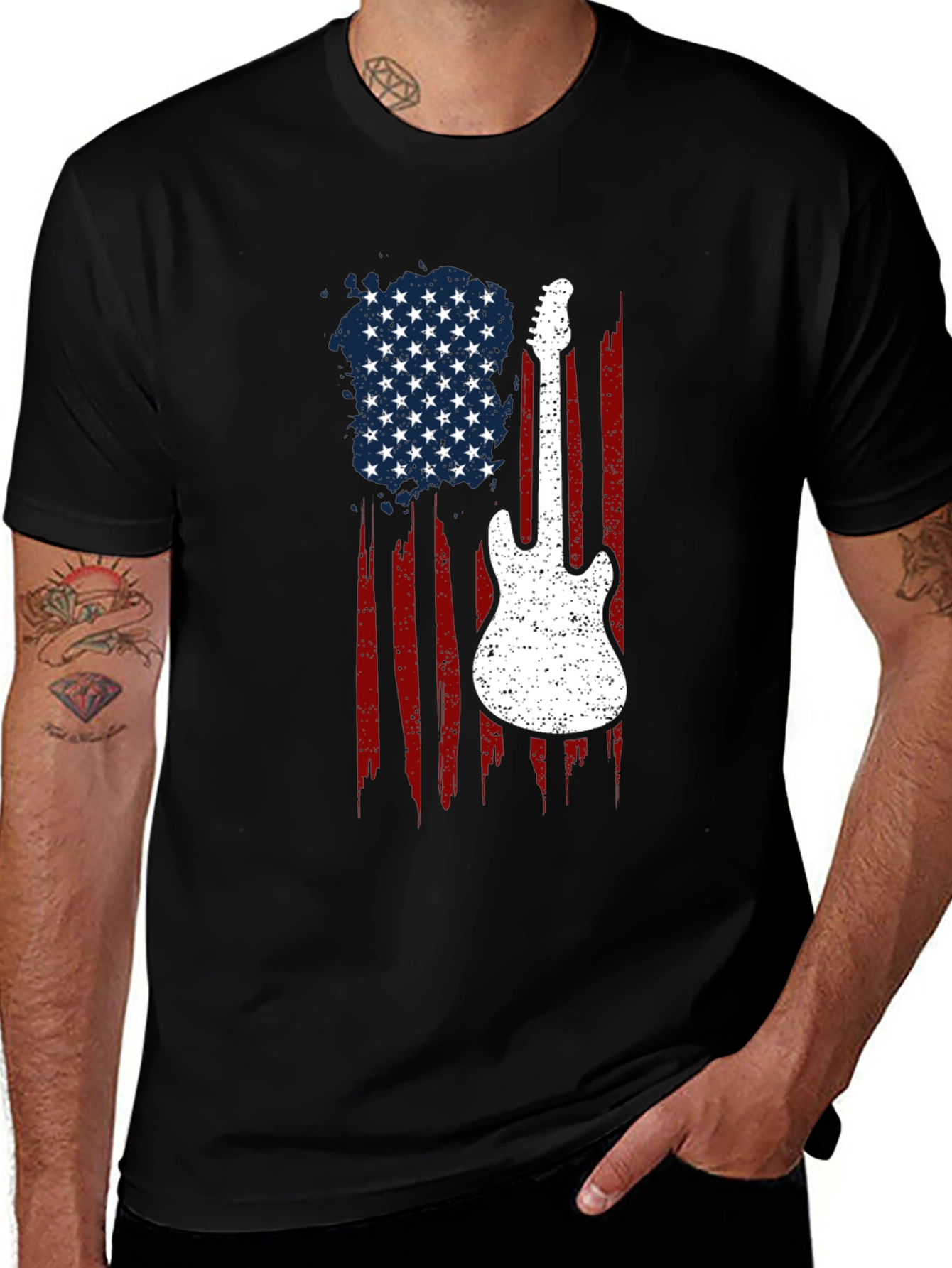 Variant 8 of American Flag Guitar T-Shirt