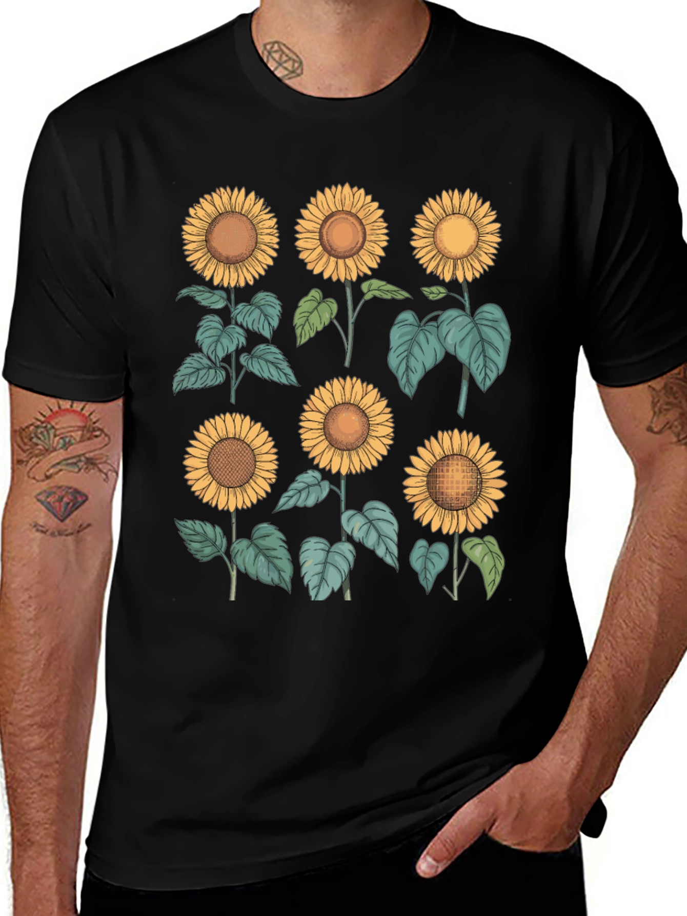 Variant 5 of Sunflower Graphic Print Black T-Shirt