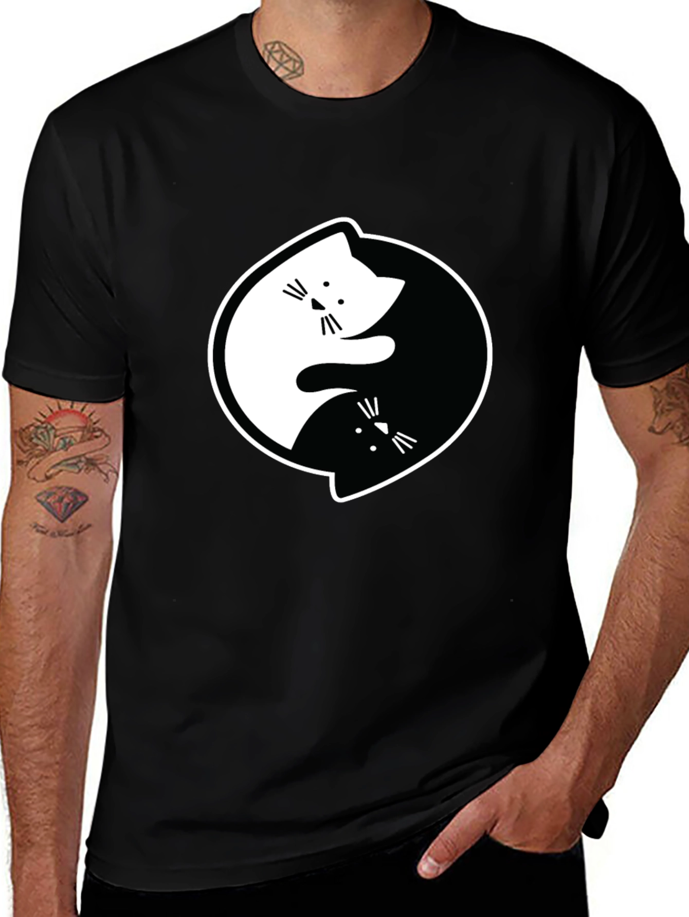 Variant 27 of Yin Yang Cats Black Graphic T-Shirt