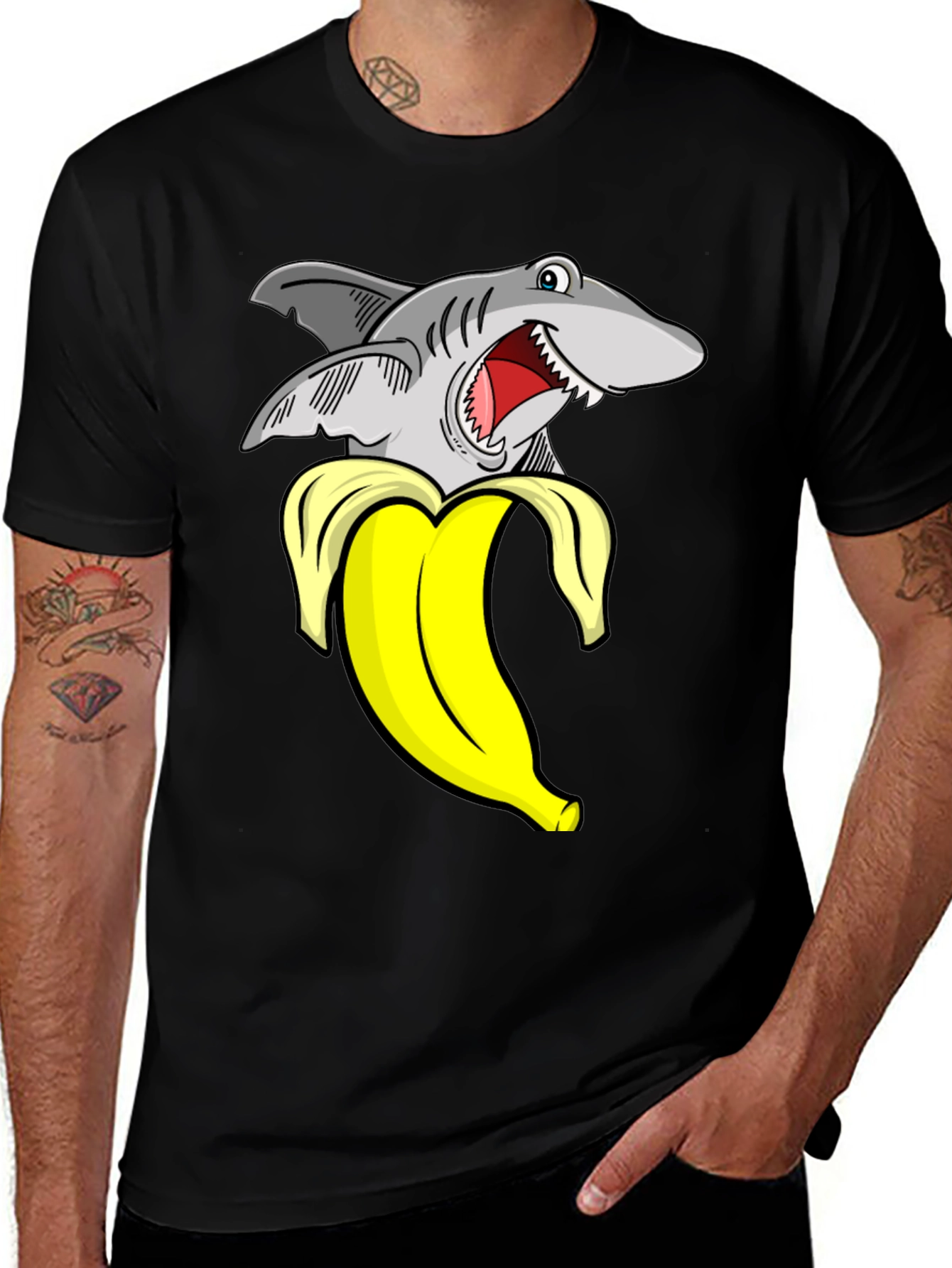 Variant 20 of Shark Banana Humor Graphic T-Shirt
