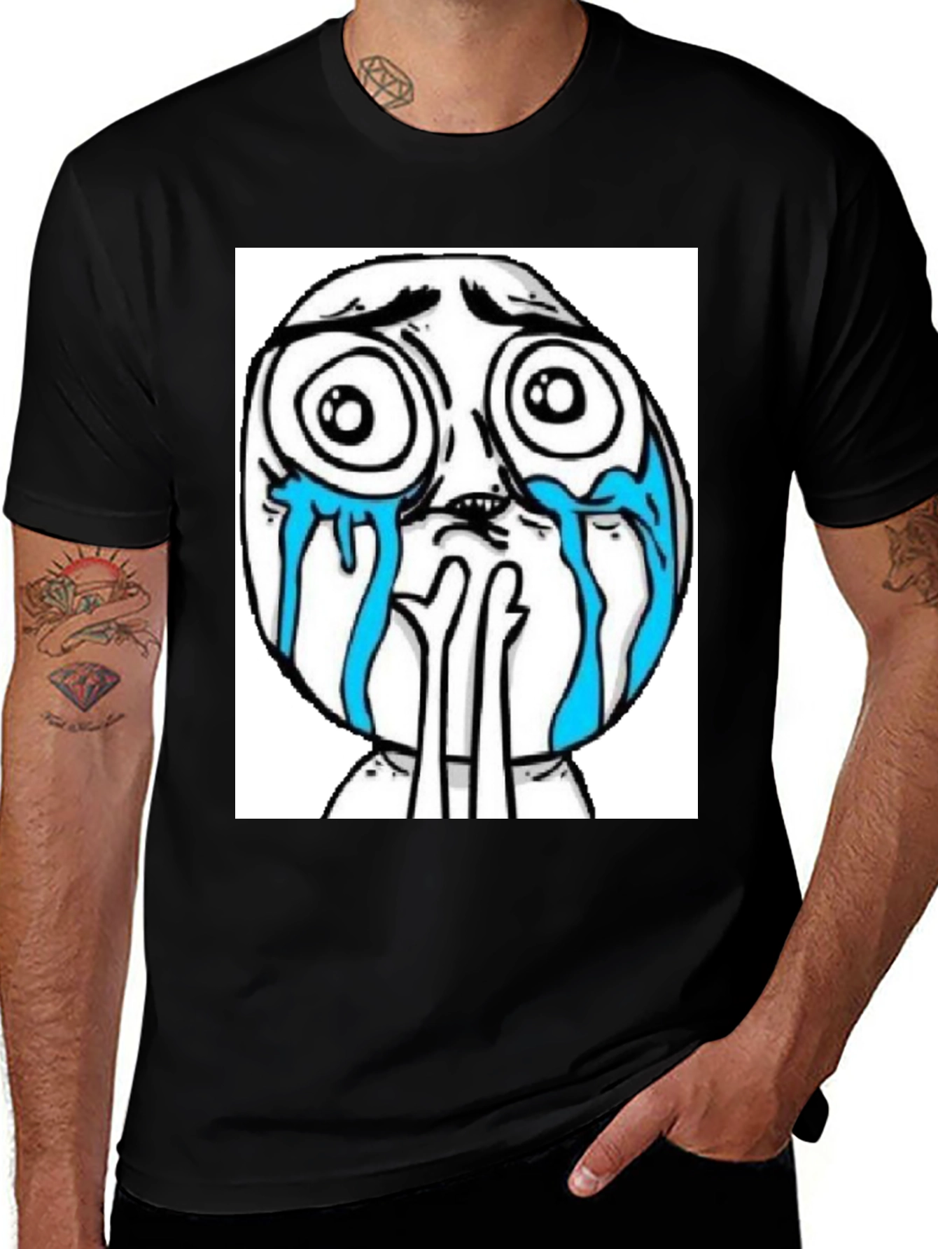 Variant 7 of Meme Face Graphic Black T-Shirt