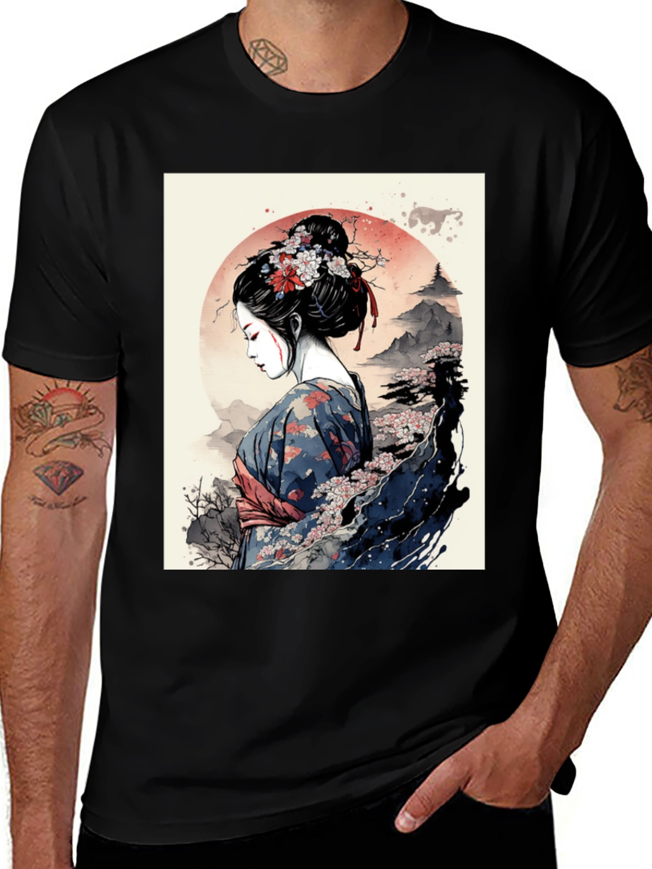 Variant 12 of Geisha Graphic Tee - Artistic Black T-Shirt