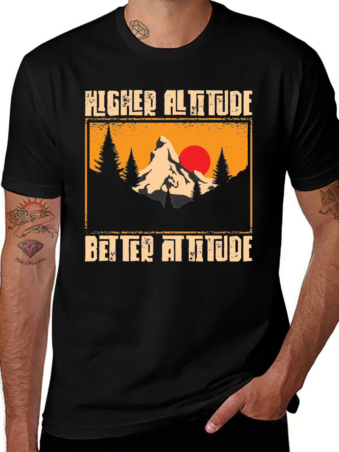 Black Higher Altitude Better Attitude Black T-Shirt main image