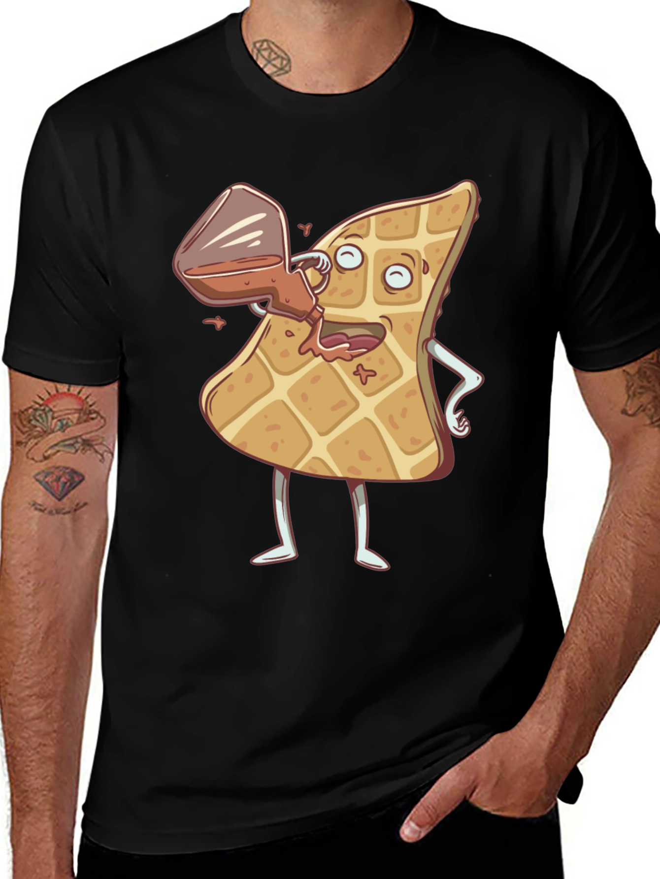 Variant 6 of Cartoon Waffle and Syrup Funny T-Shirt