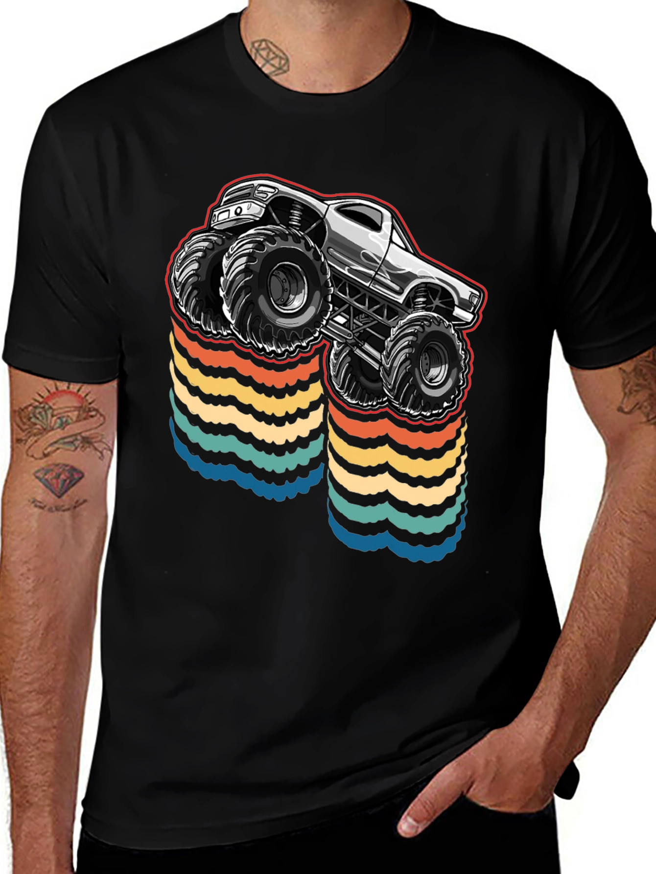 Variant 9 of Monster Truck Retro Waves T-Shirt