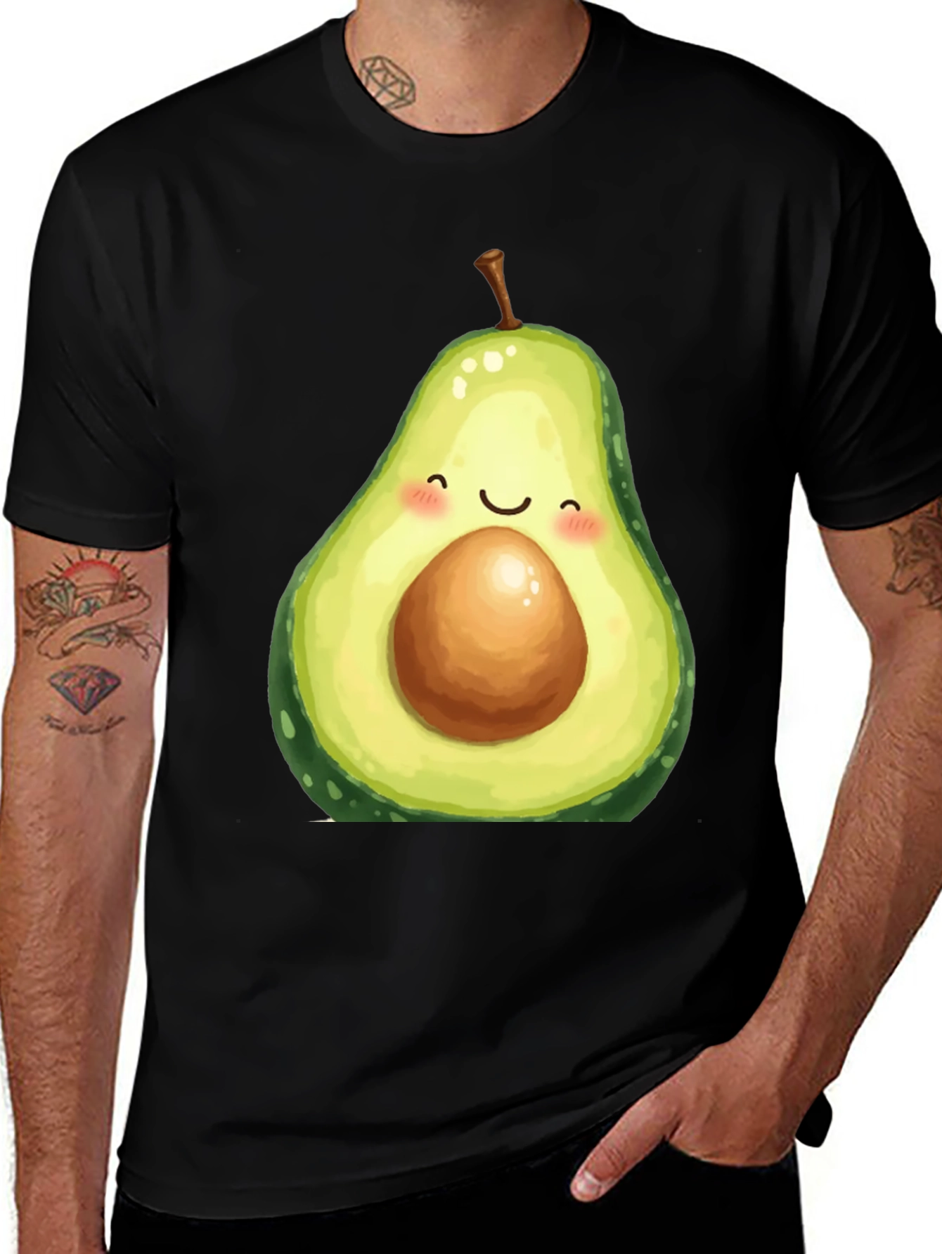 Variant 3 of Cute Avocado Graphic Tee - Black T-Shirt