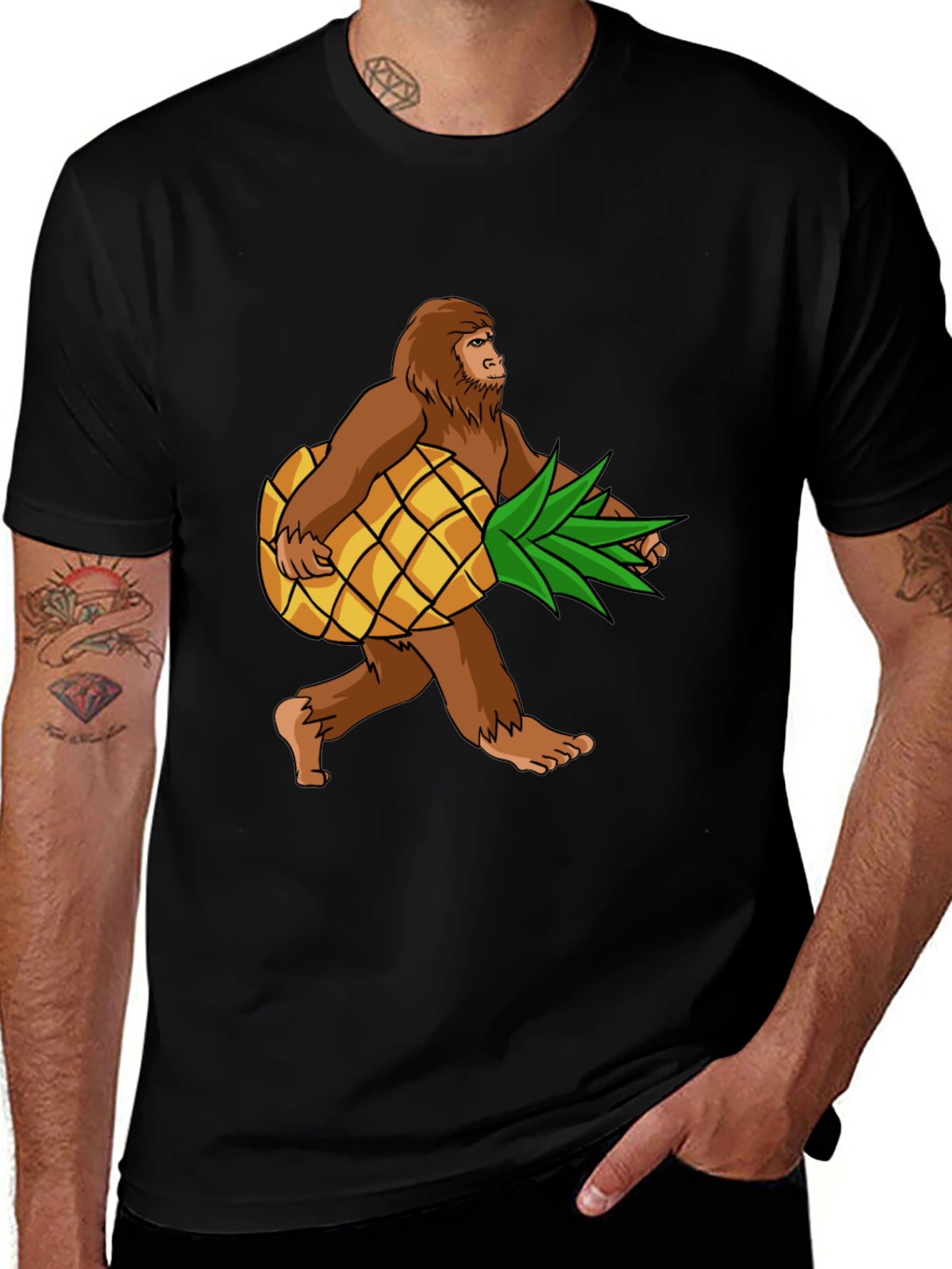 Black Sasquatch Pineapple T-Shirt - Funny Bigfoot Tee main image