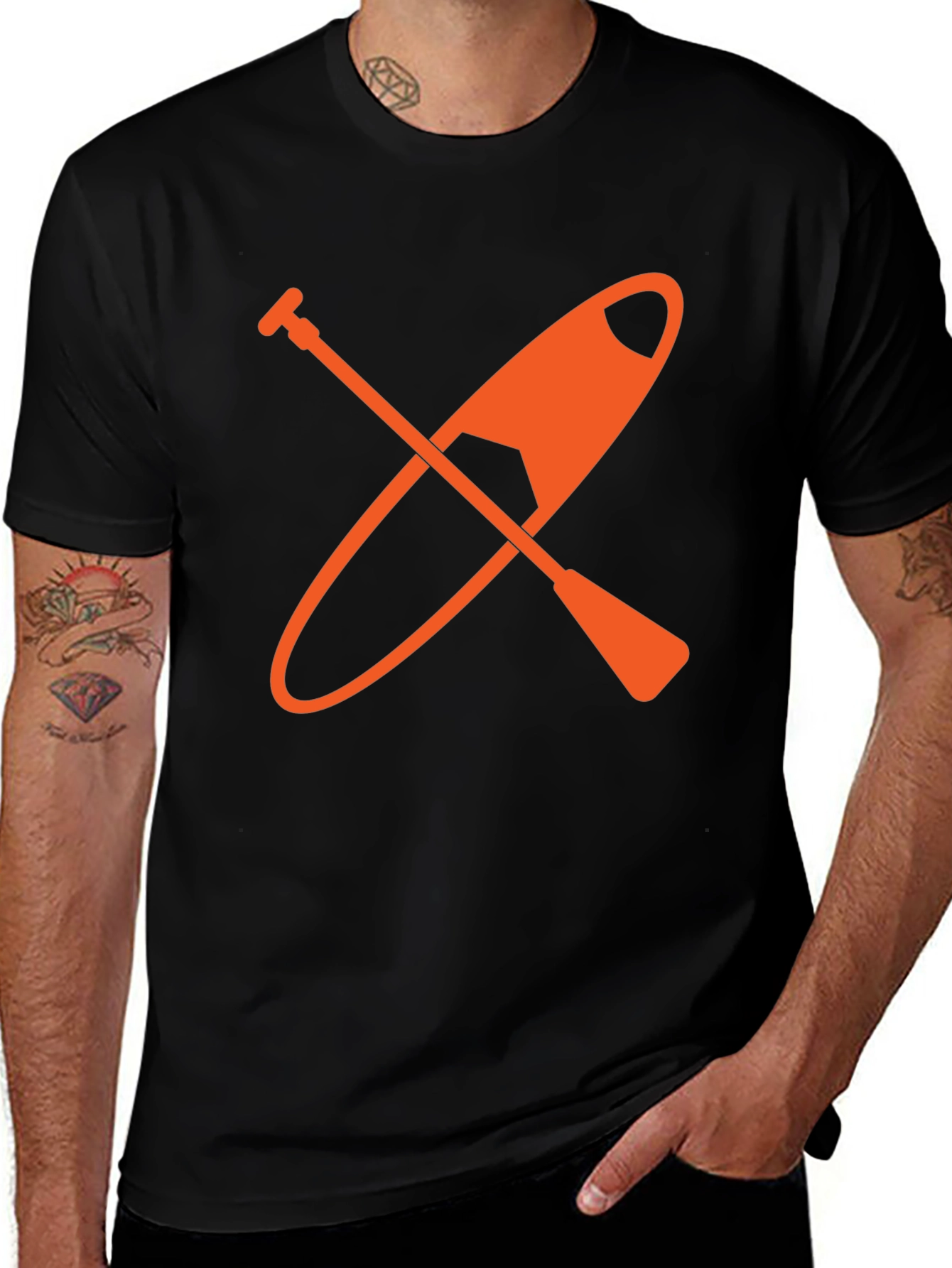 Paddle Boarding Graphic Tee - Black