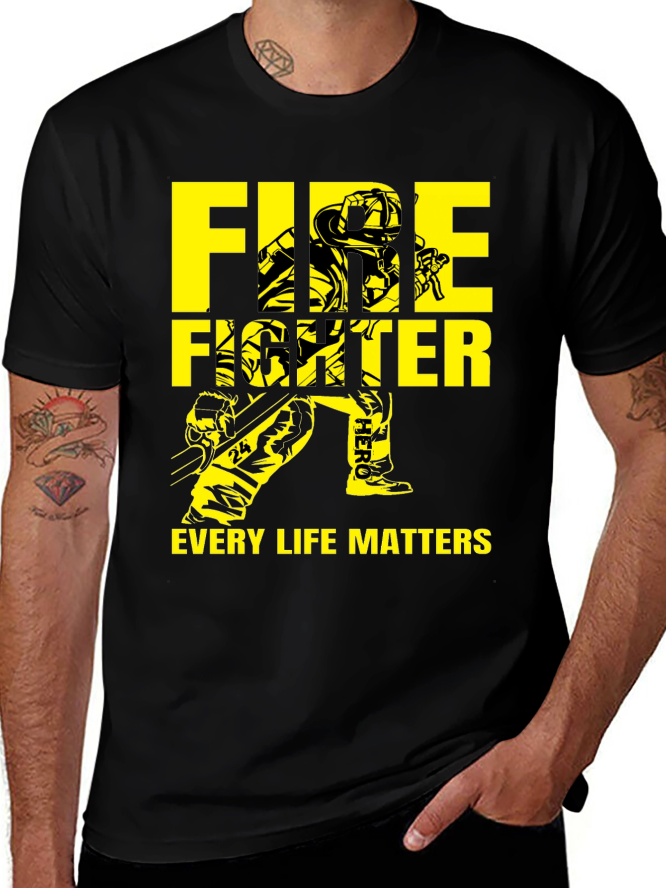 Variant 7 of Firefighter Every Life Matters Graphic T-Shirt