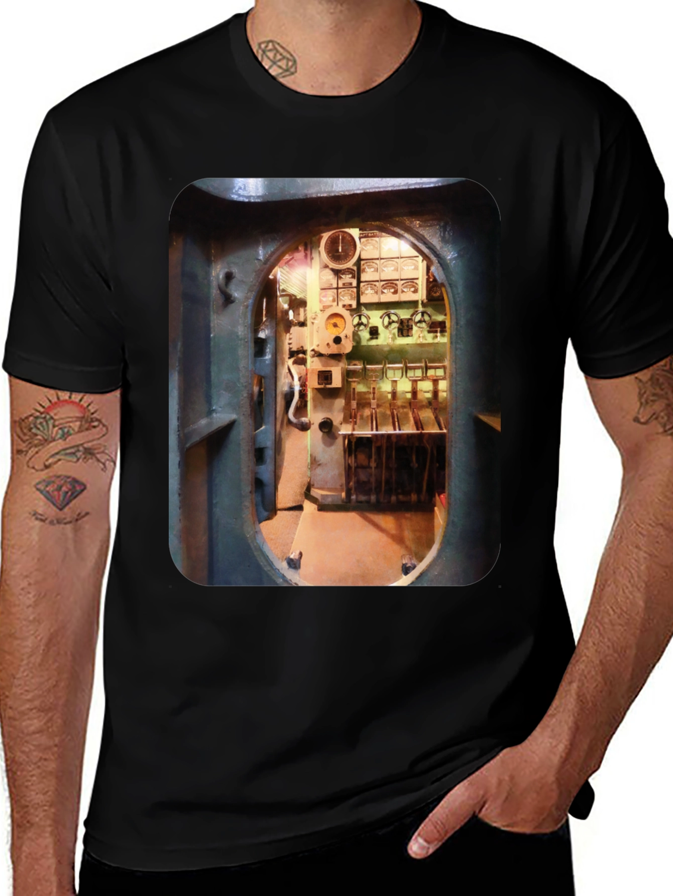 Submarine Control Room Graphic T-Shirt