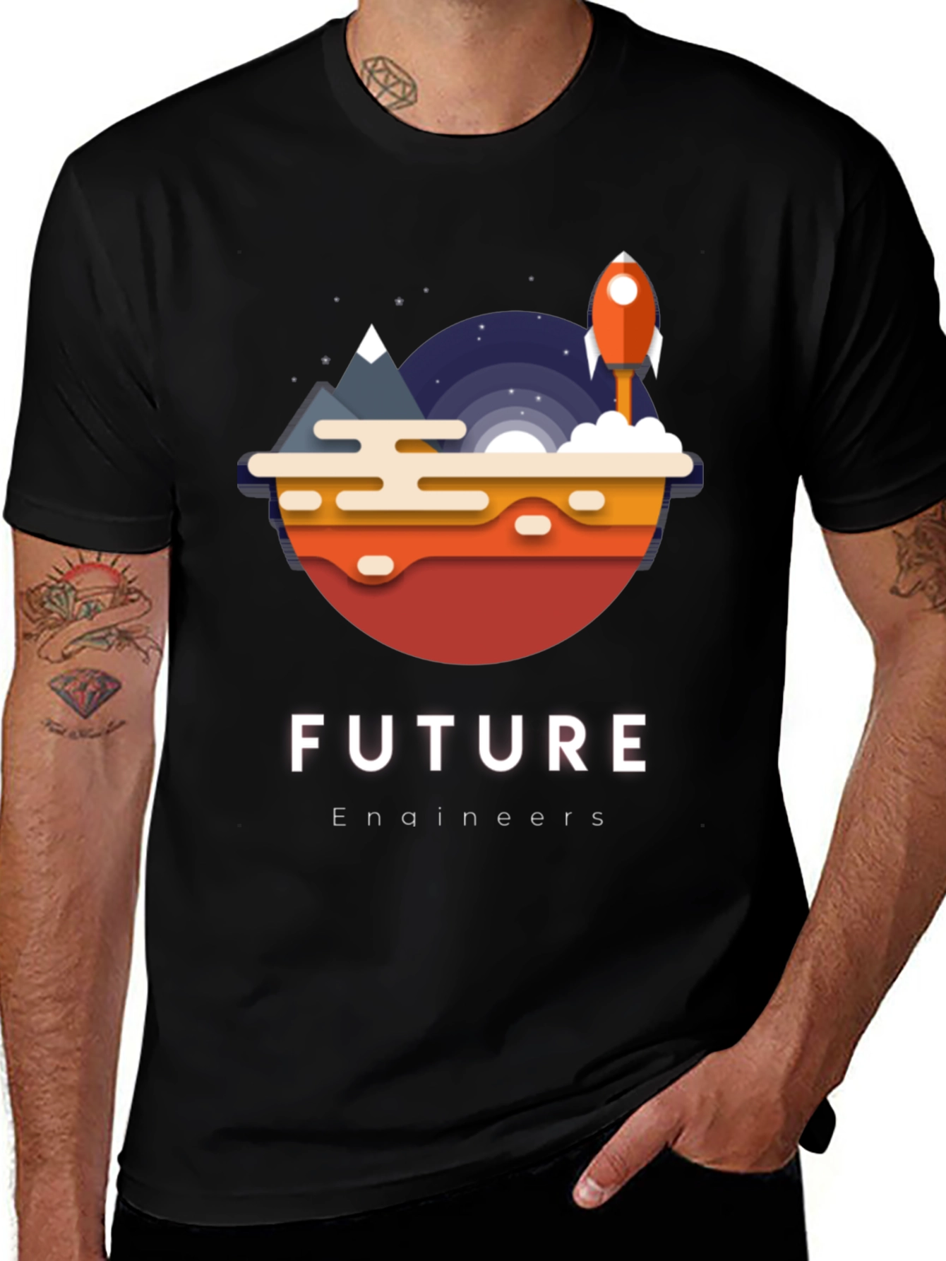 Variant 15 of Future Engineers T-Shirt Space Rocket Design