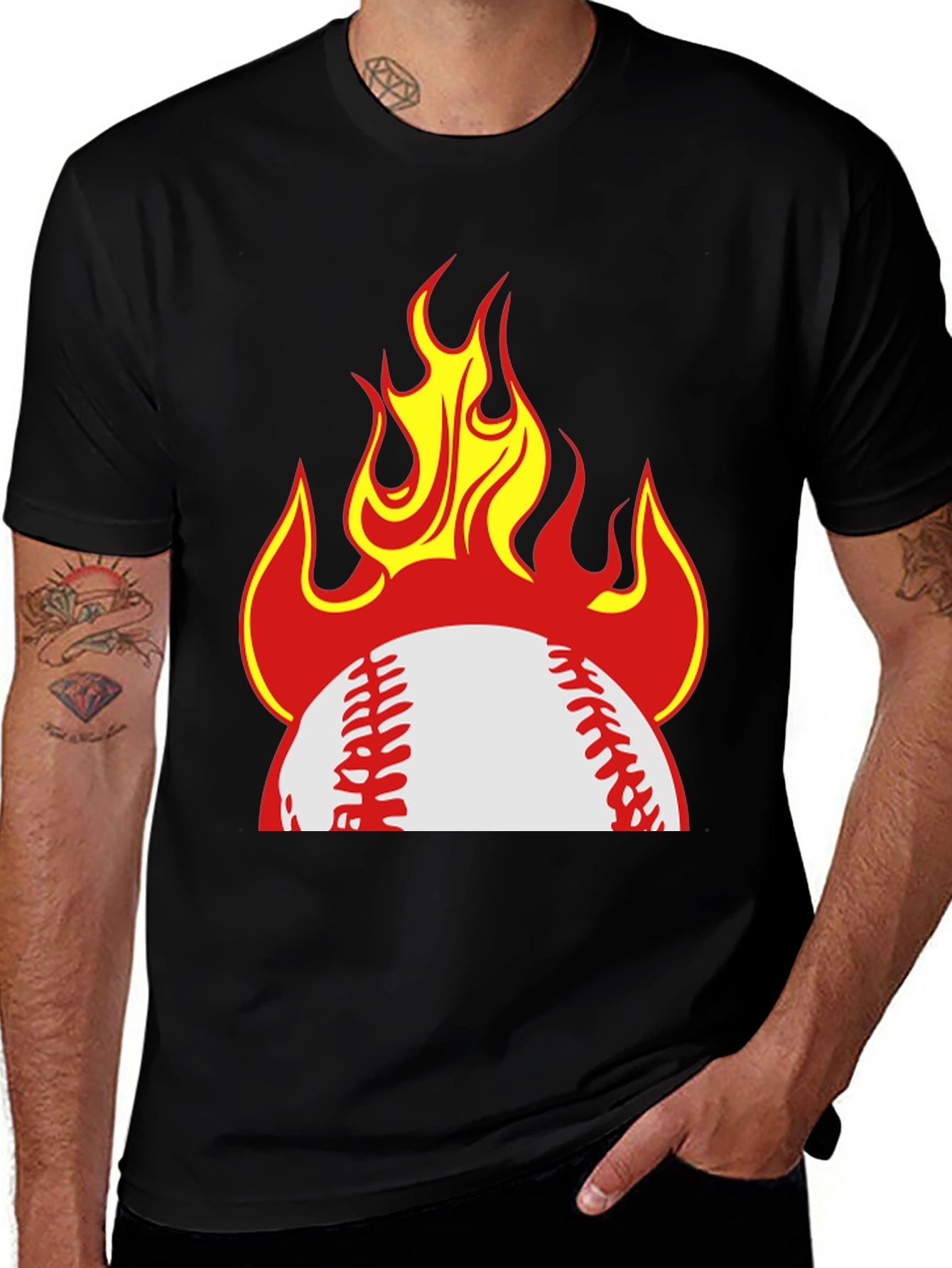 Variant 25 of Flaming Baseball Graphic T-Shirt