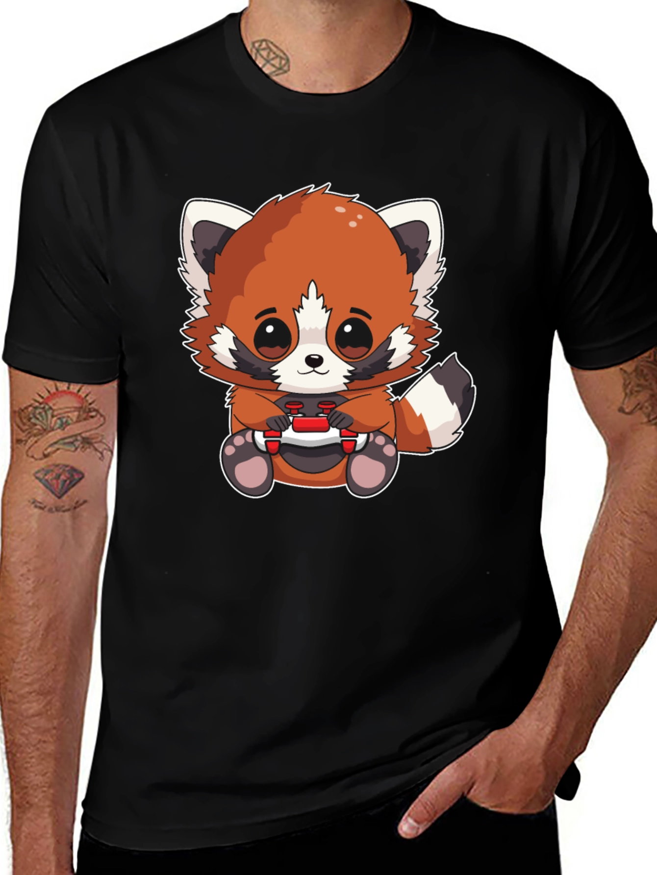 Gamer Red Panda Graphic T-Shirt