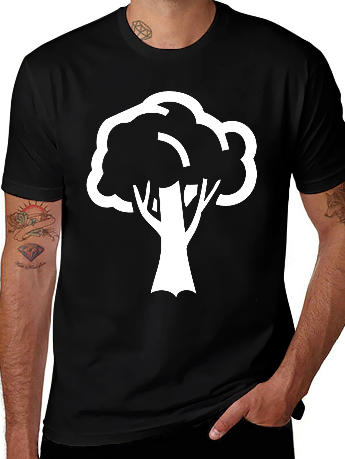 Variant 27 of Bold Tree Graphic Tee - Black Cotton Casual Shirt