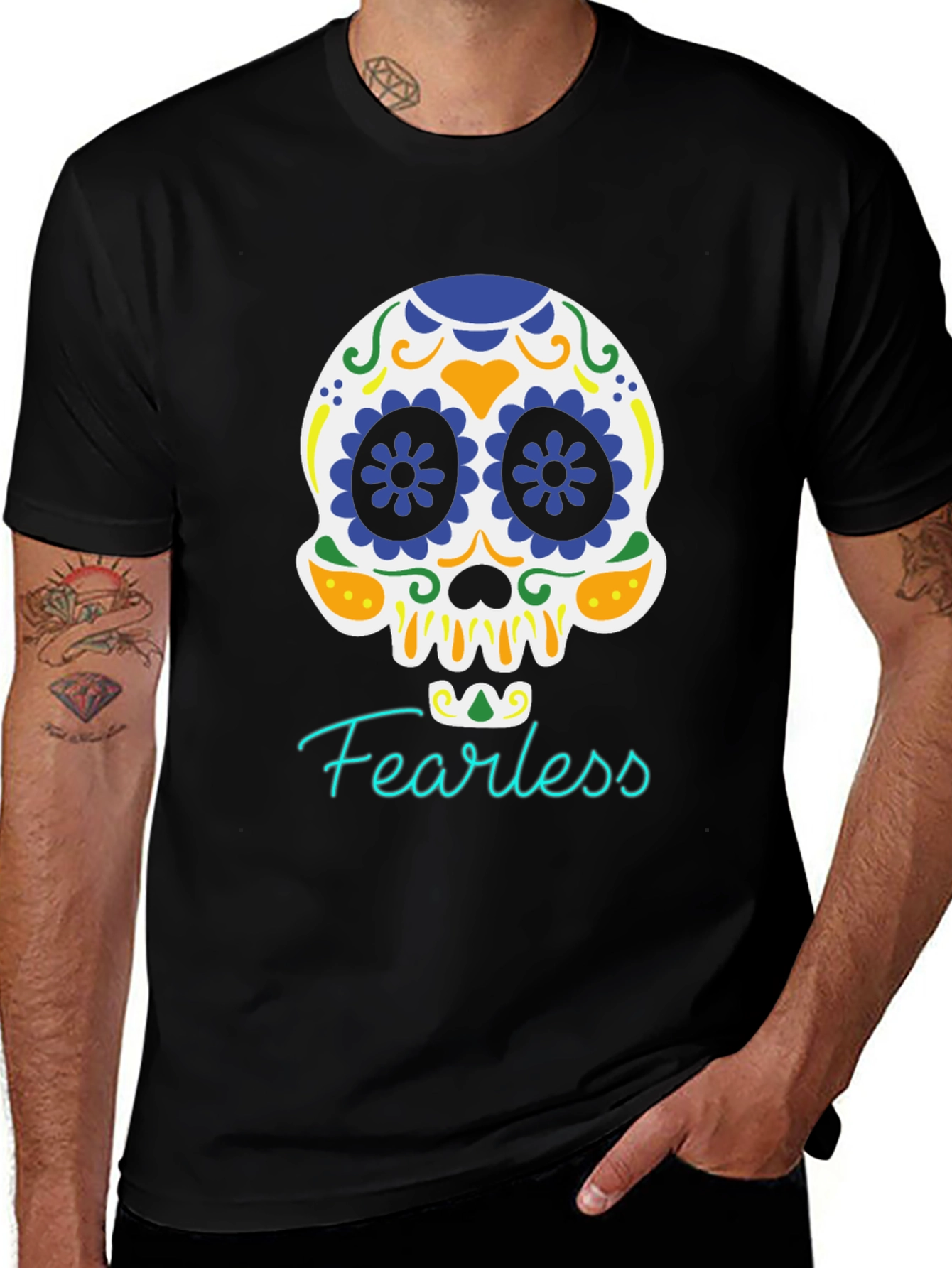 Variant 21 of Fearless Skull Graphic Tee - Black